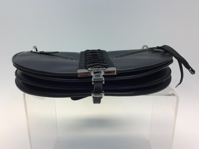 Christian Dior Black Leather Saddle Bag with Silver Hardware For Sale at 1stdibs