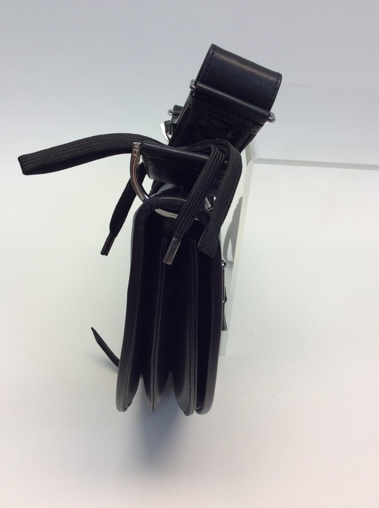 Christian Dior Black Leather Saddle Bag with Silver Hardware For Sale