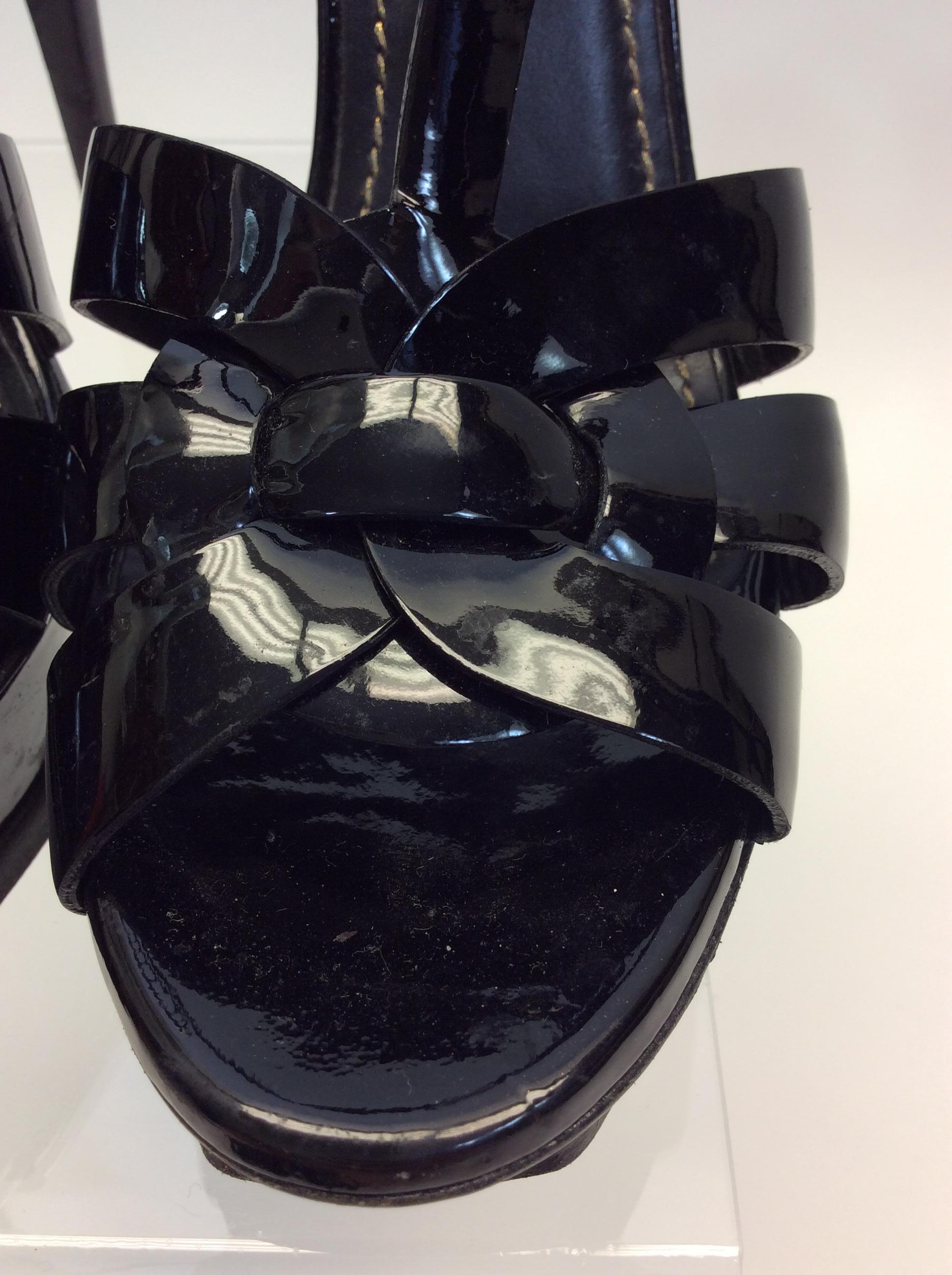 Yves Saint Laurent Black Patent Leather Tribute Heels For Sale 2
