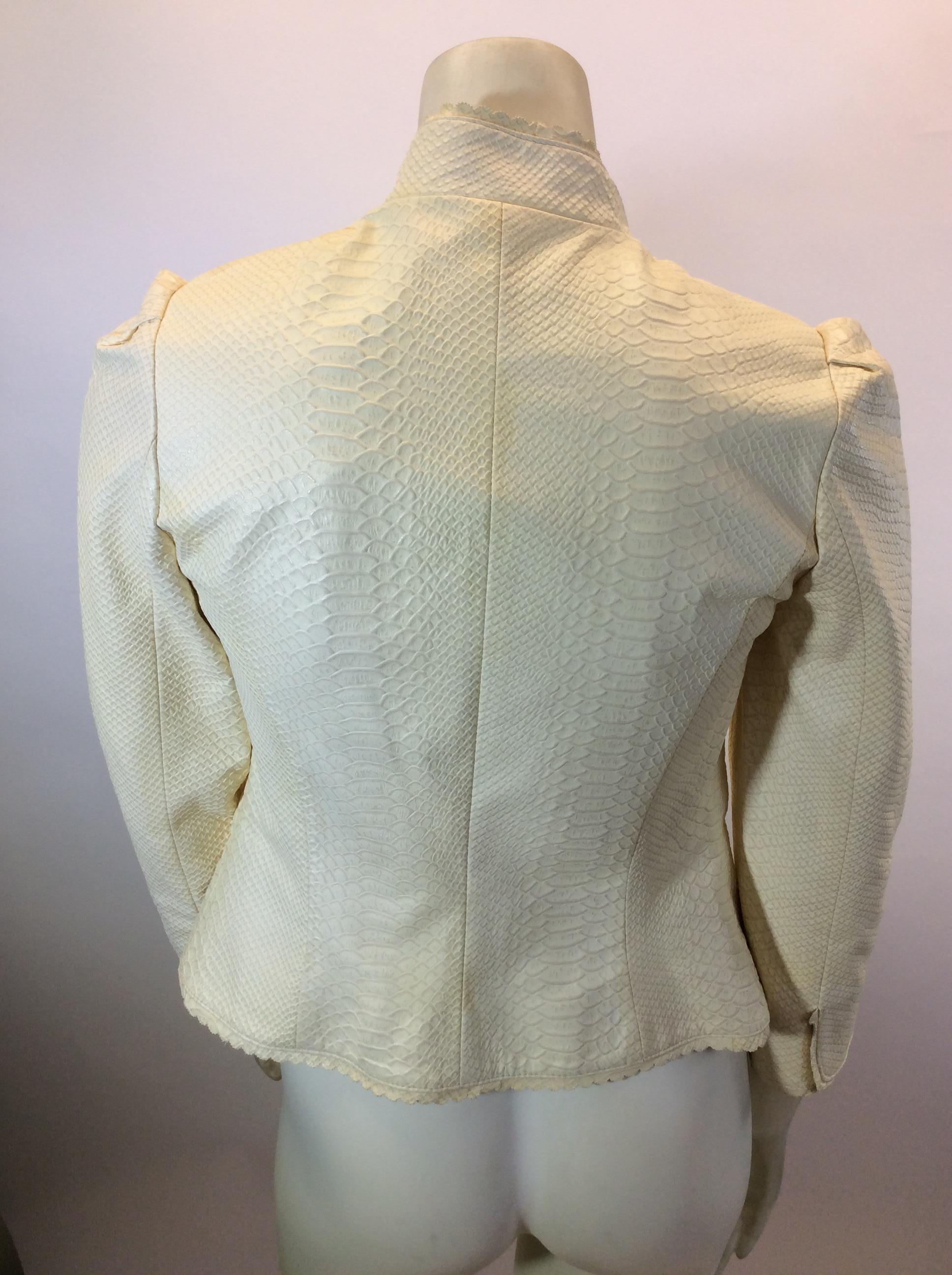The Wright's Winter White Leather Jacket   In New Condition In Narberth, PA