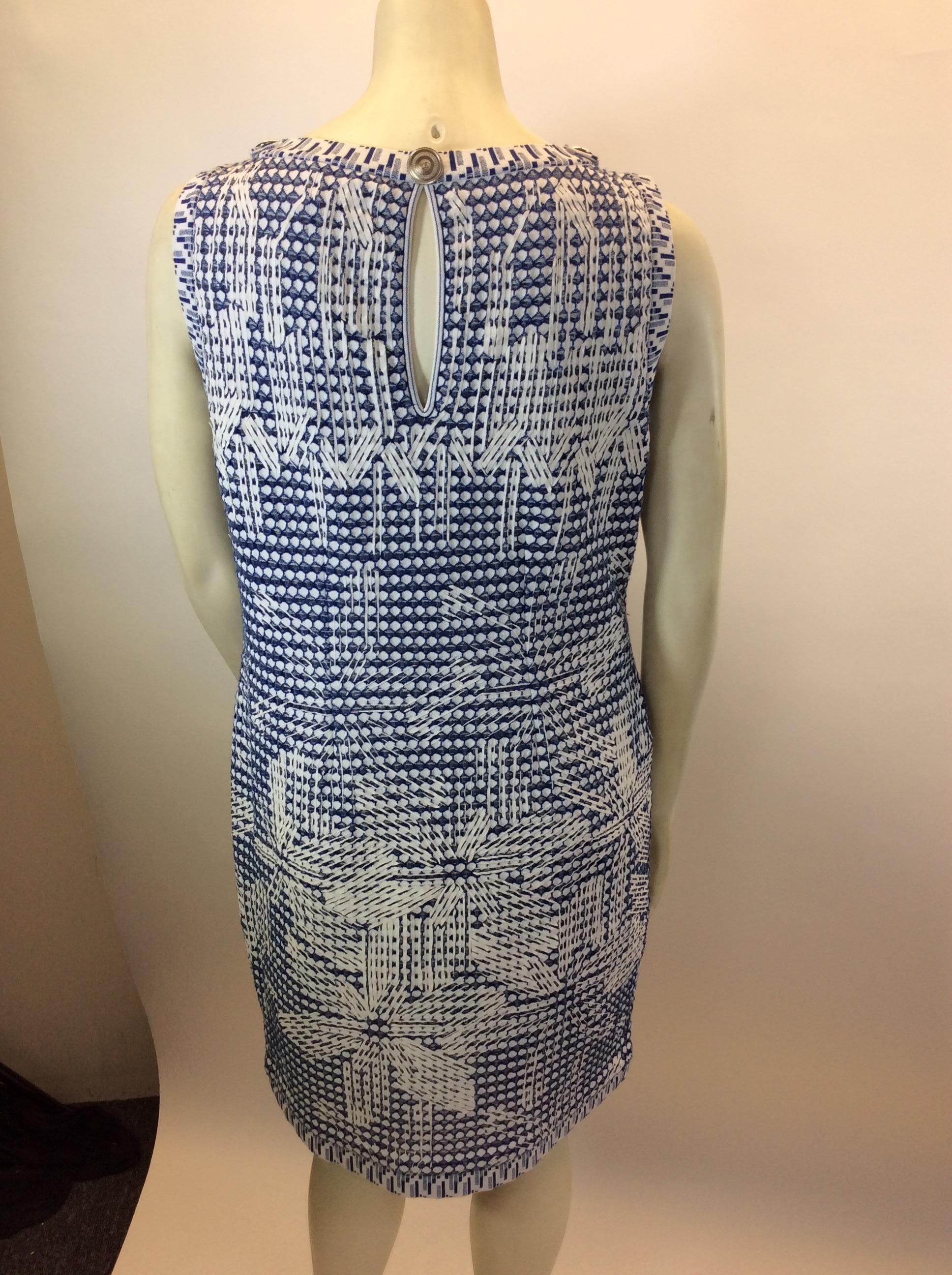 Gray Chanel Blue and White Knit Dress For Sale
