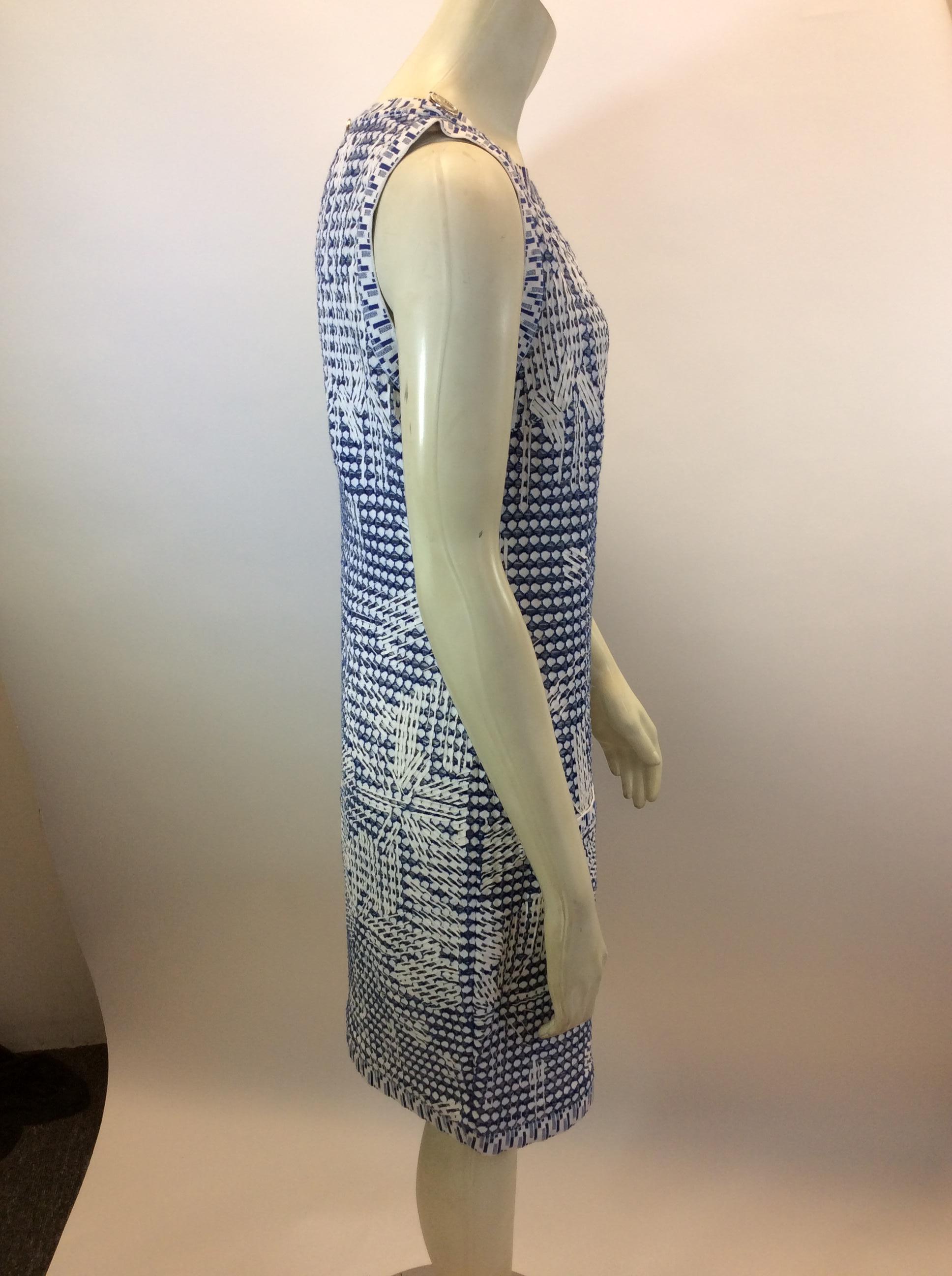 Chanel Blue and White Knit Dress In Good Condition For Sale In Narberth, PA