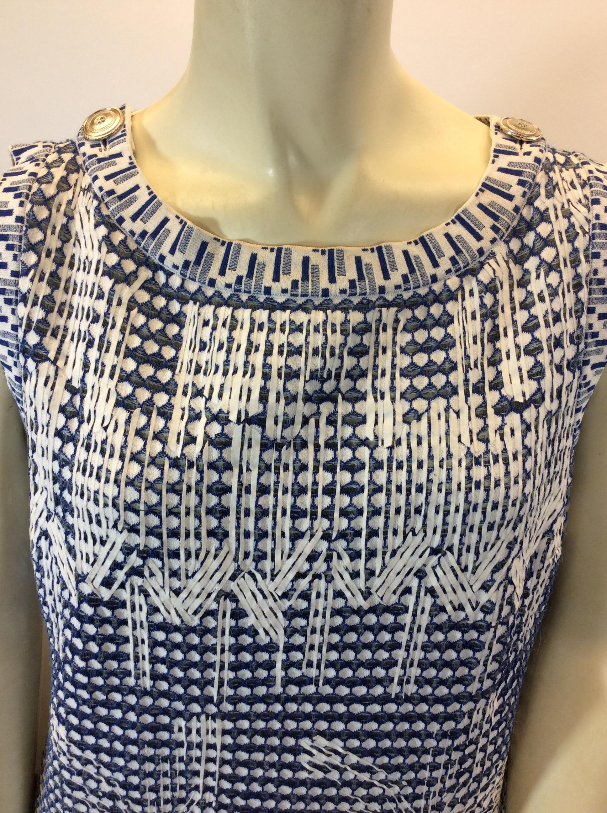 Chanel Blue and White Knit Dress For Sale 2
