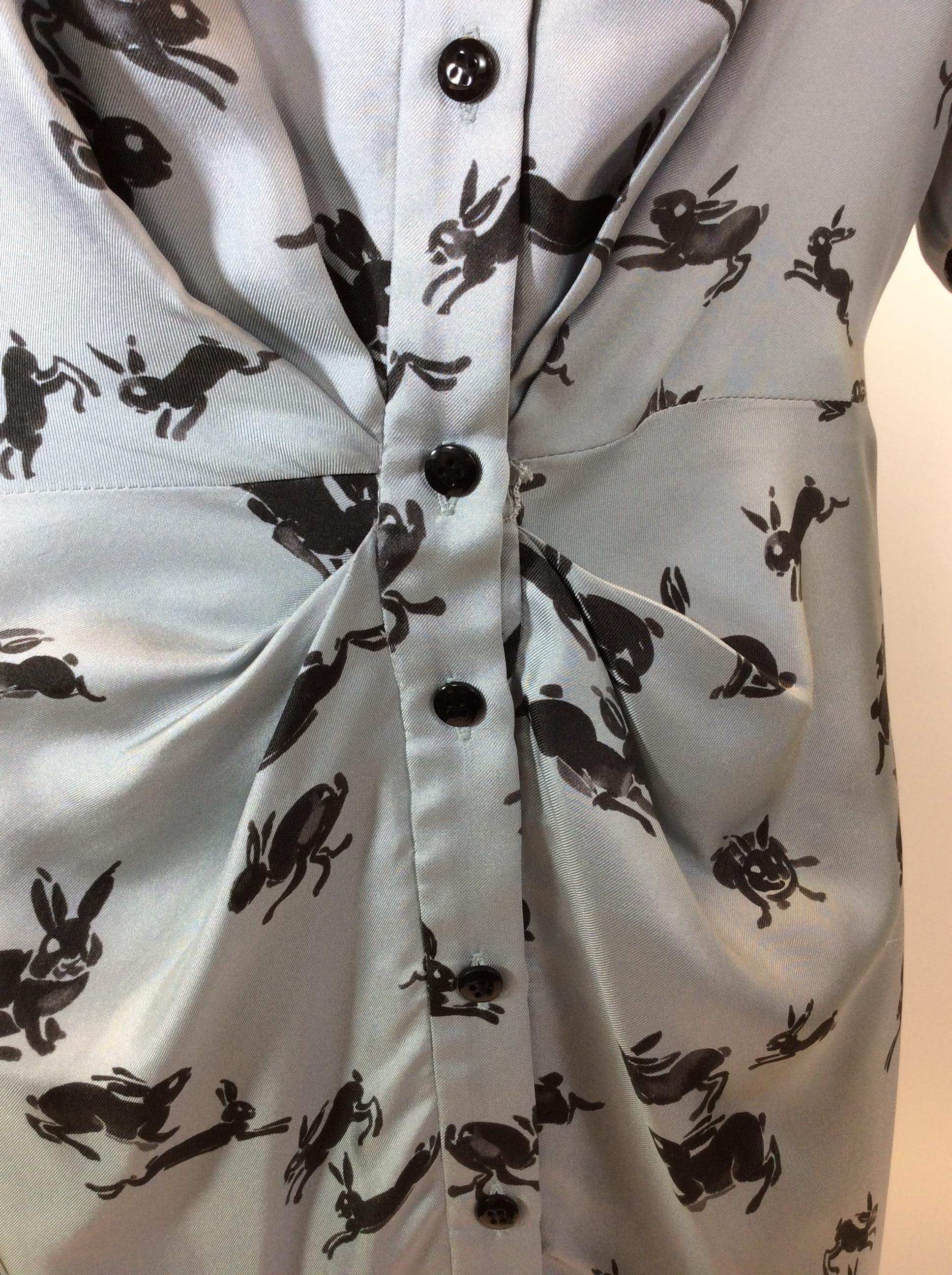 Carolina Herrera Blue Bunny Print Dress 2