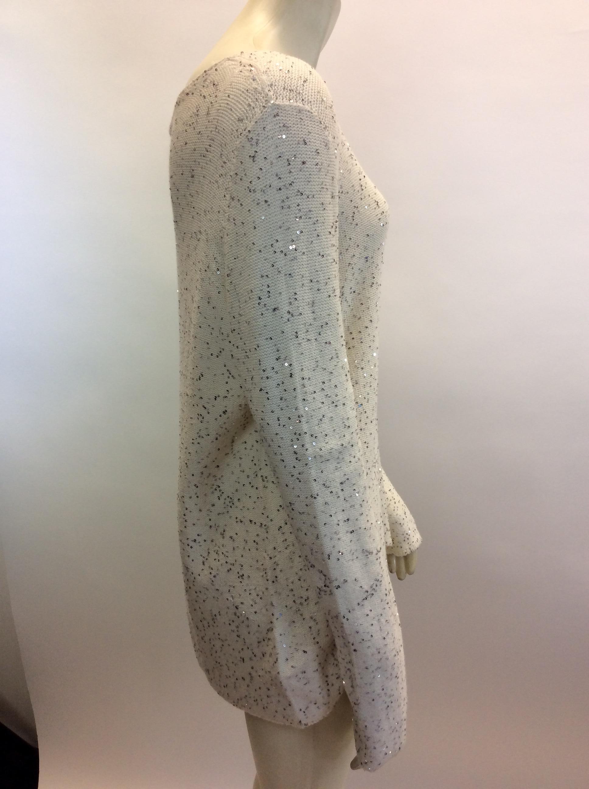 Armani White Sequin Sweater NWT In New Condition For Sale In Narberth, PA