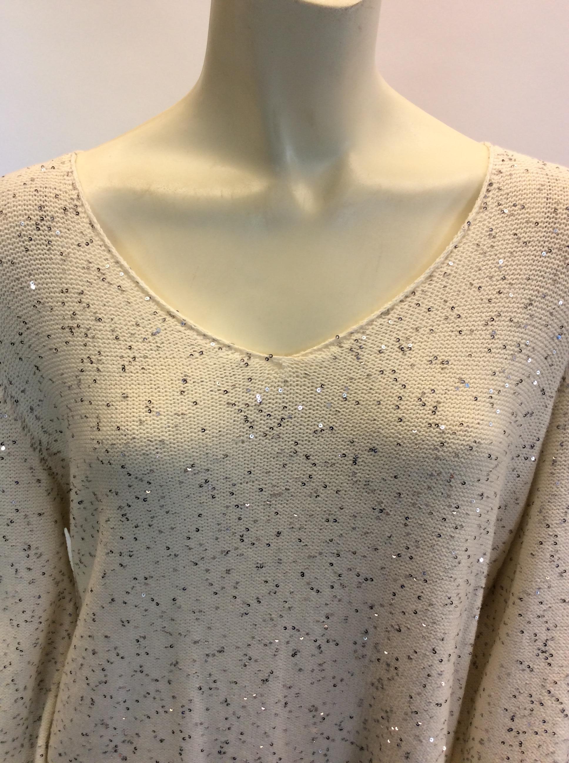 Women's Armani White Sequin Sweater NWT For Sale