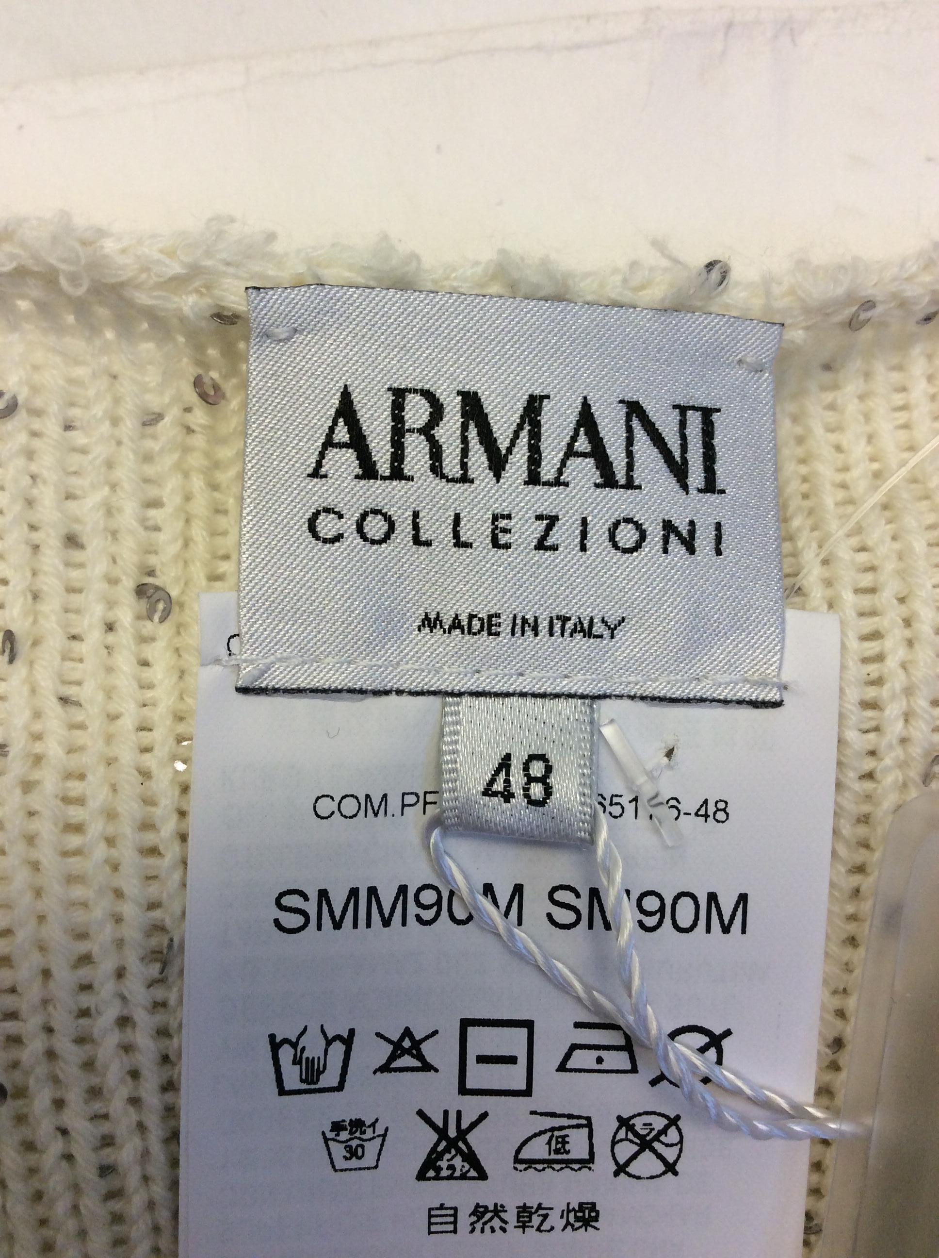 Armani White Sequin Sweater NWT For Sale 3