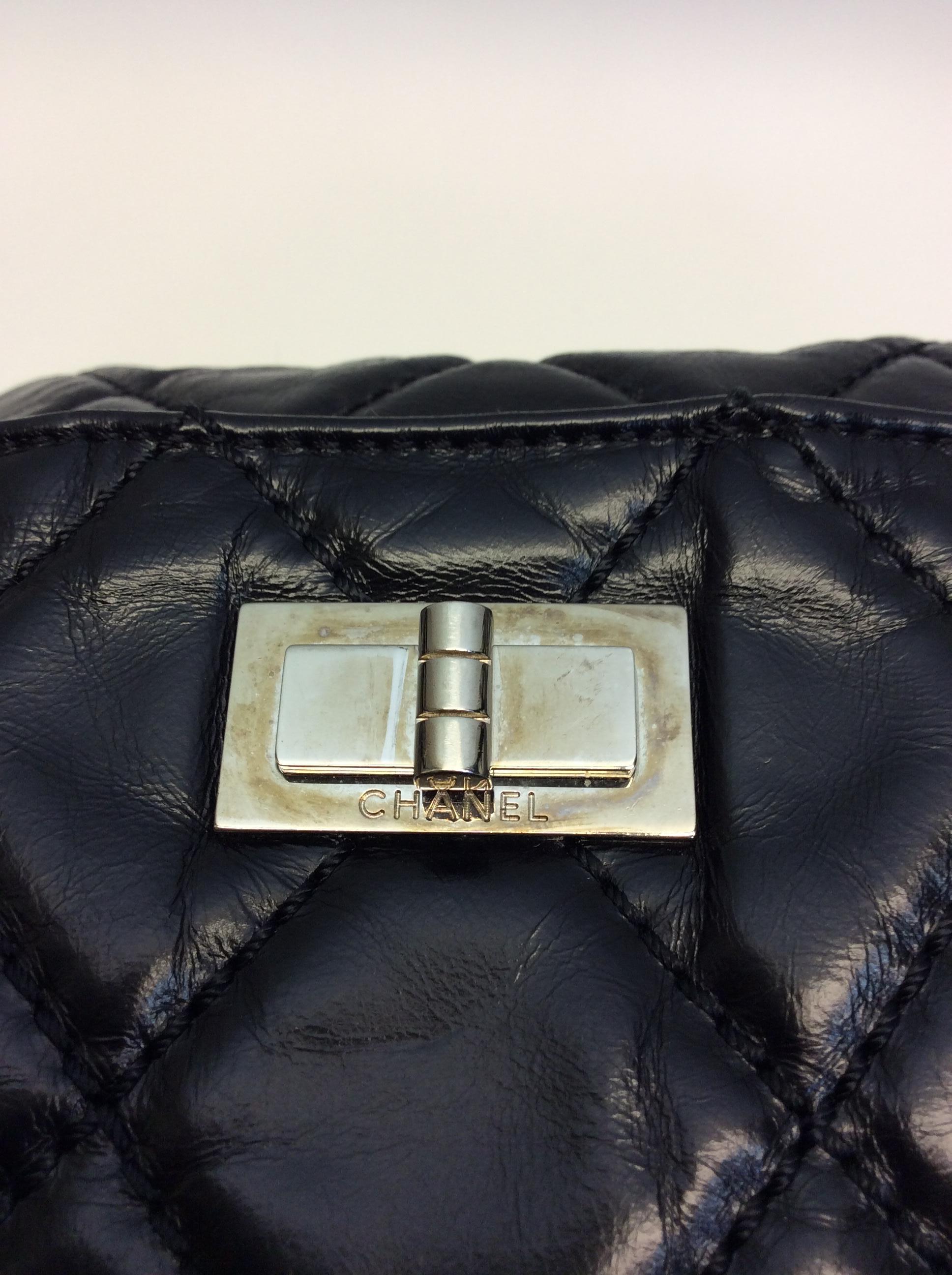 Chanel Large Black Leather Quilted Satchel For Sale 2