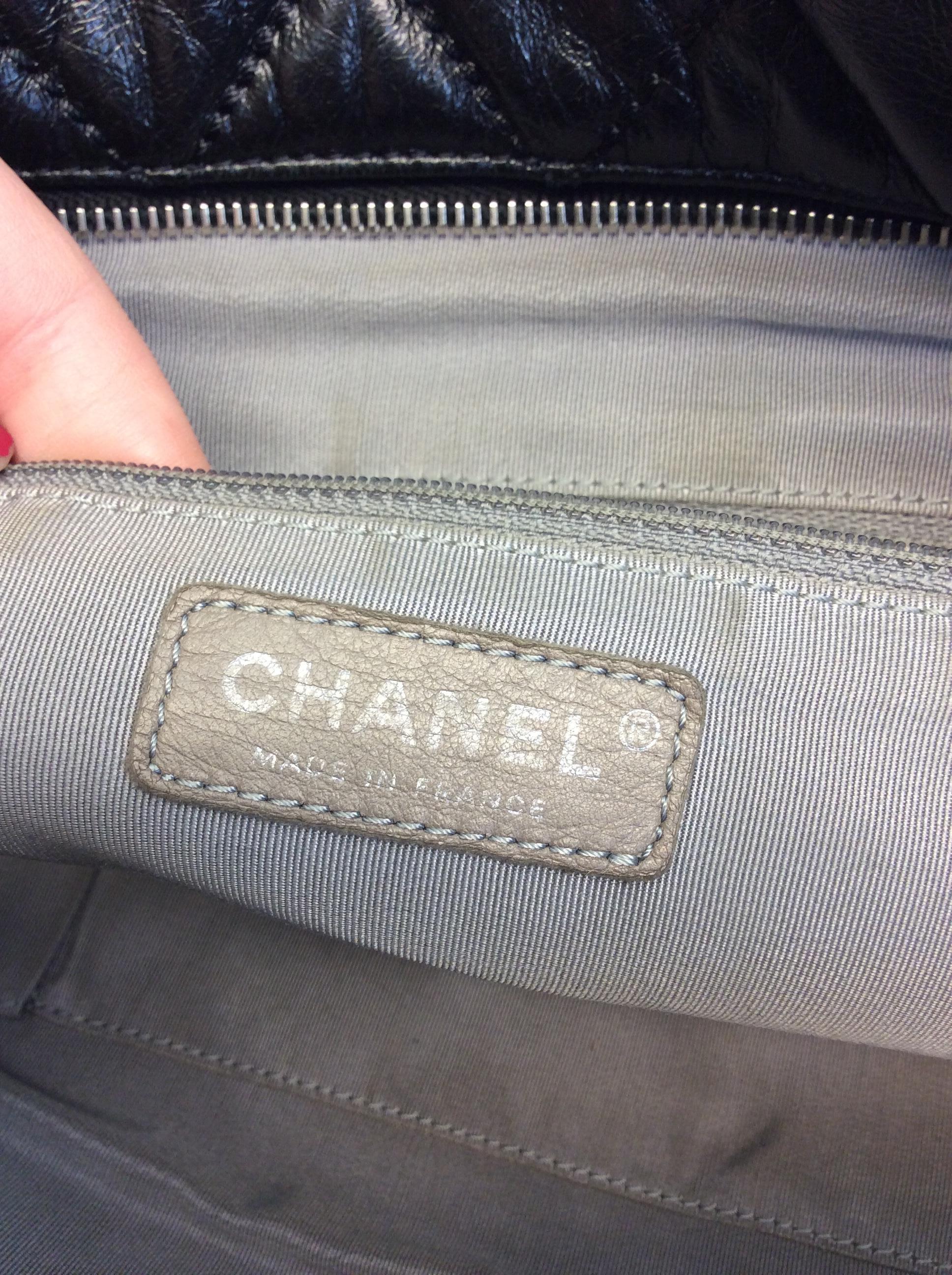 Chanel Large Black Leather Quilted Satchel For Sale 4