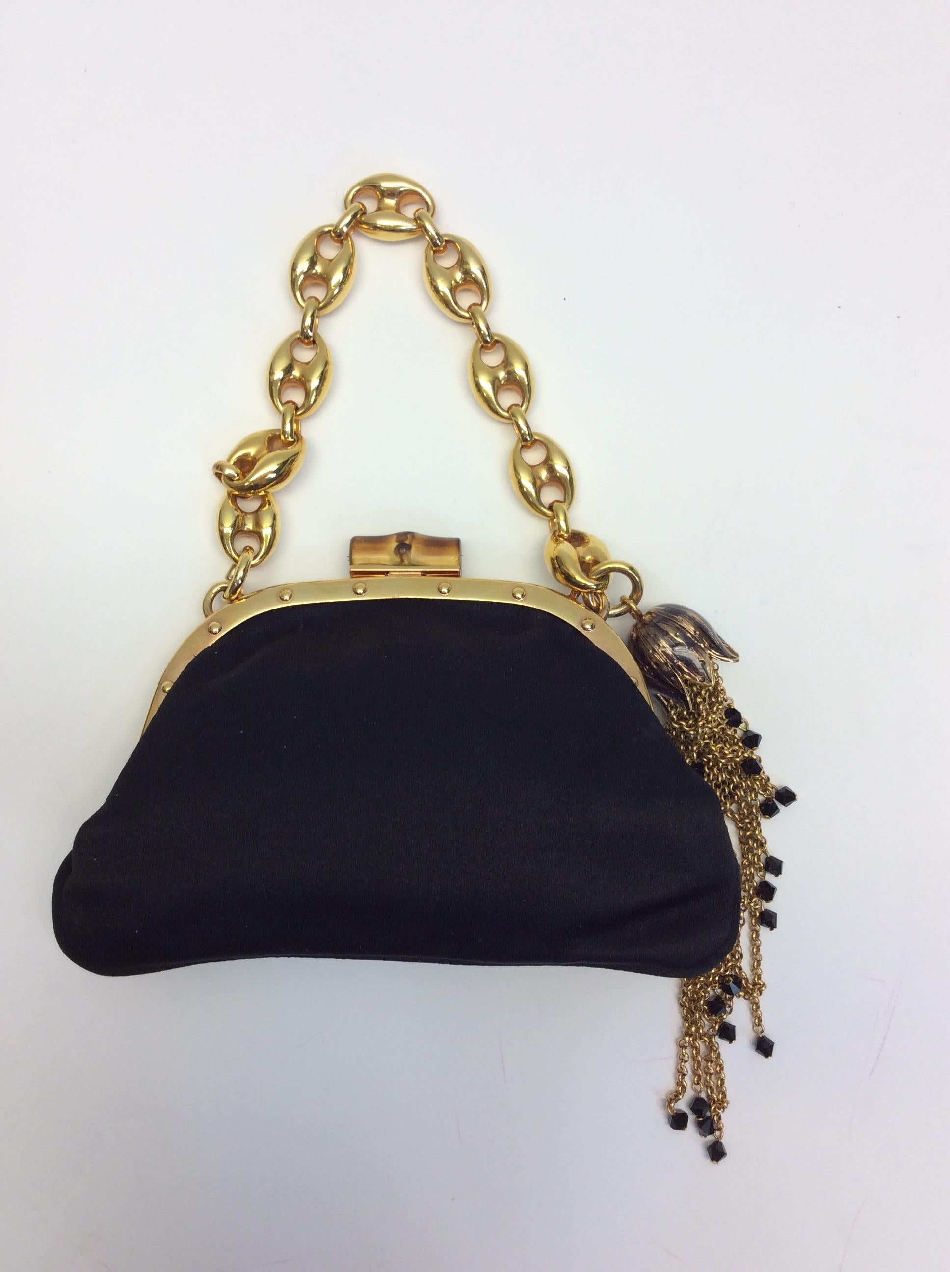 Gucci Small Black Satin Bloom Handbag In Excellent Condition In Narberth, PA