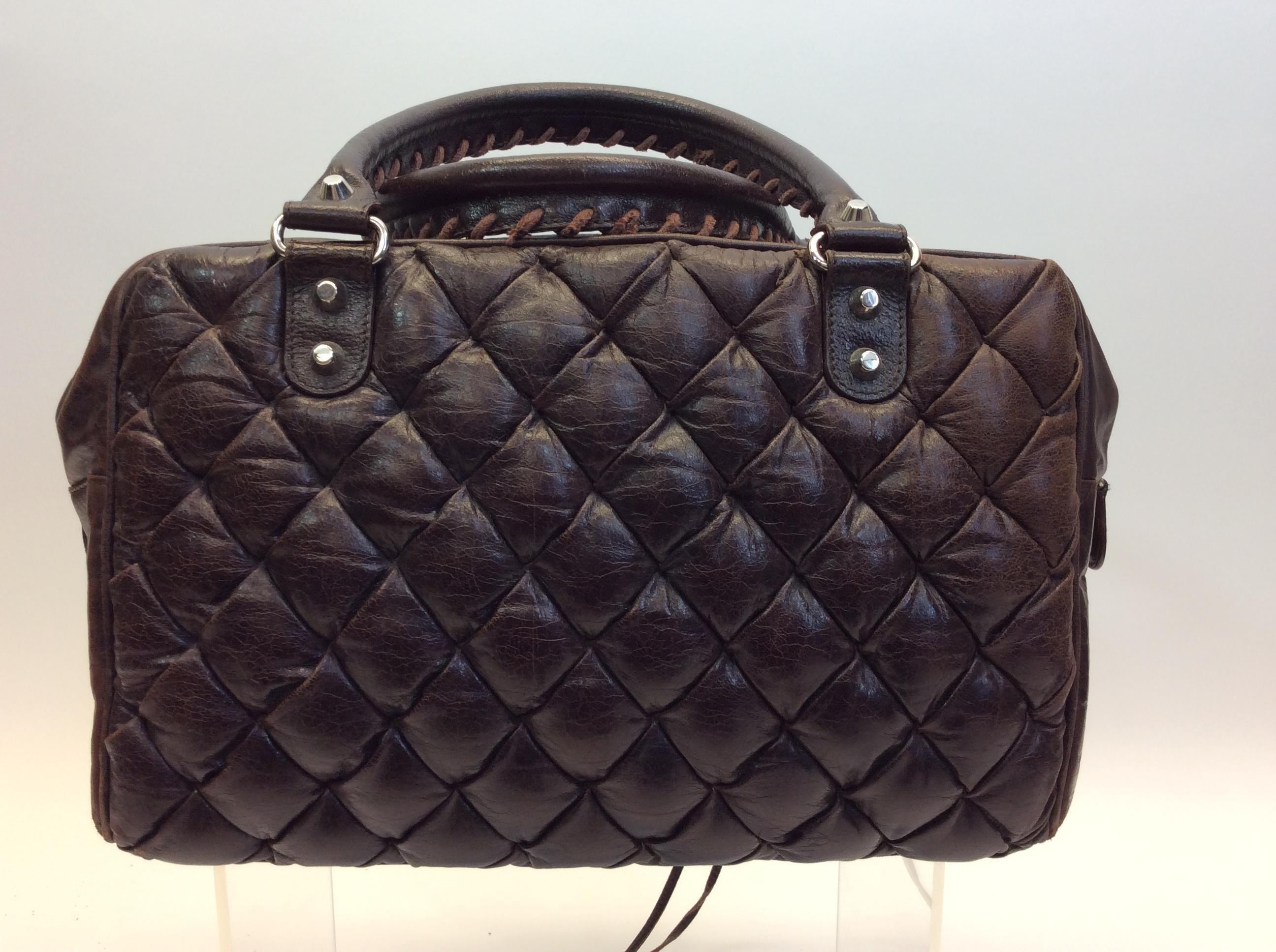 Black Balenciaga Brown Quilted Leather Handbag For Sale