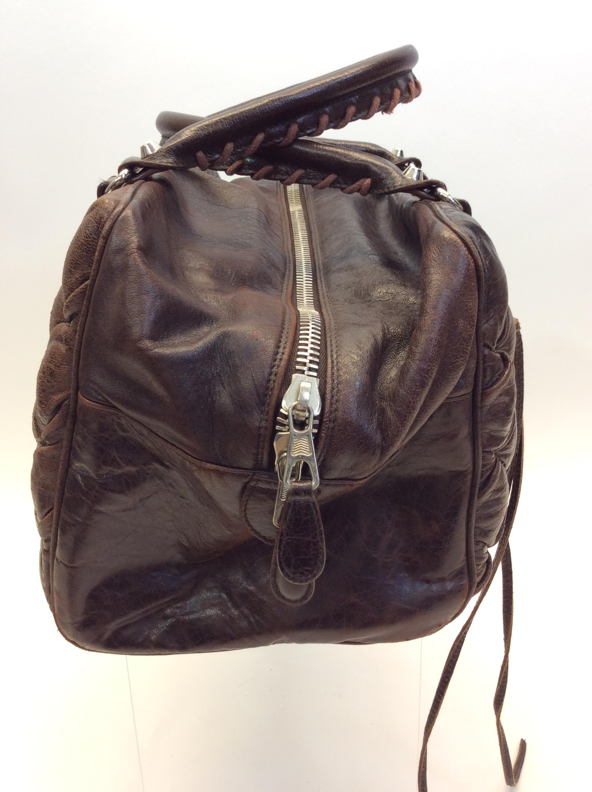 Balenciaga Brown Quilted Leather Handbag In Fair Condition For Sale In Narberth, PA