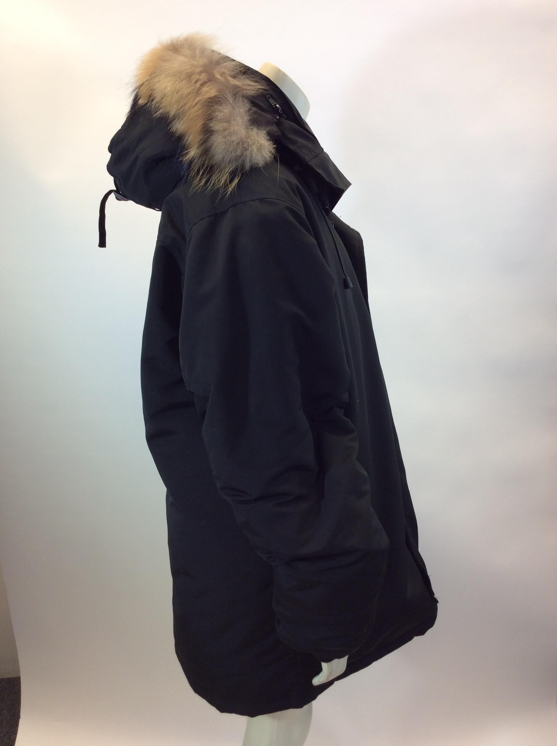Women's or Men's Canada Goose Black Fur Trimmed Coat For Sale