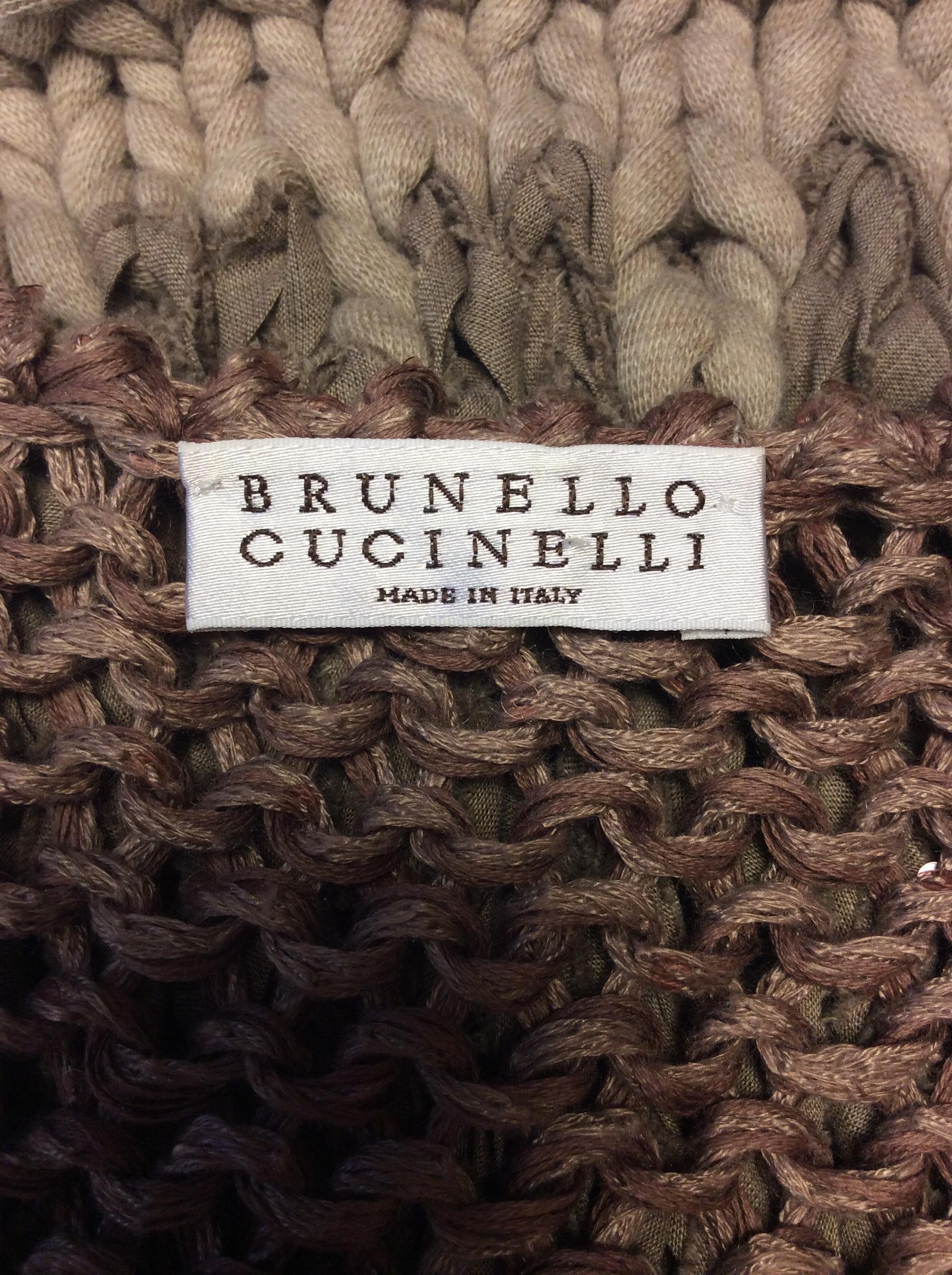 Brunello Cucinelli Tan Knit Cardigan For Sale 1
