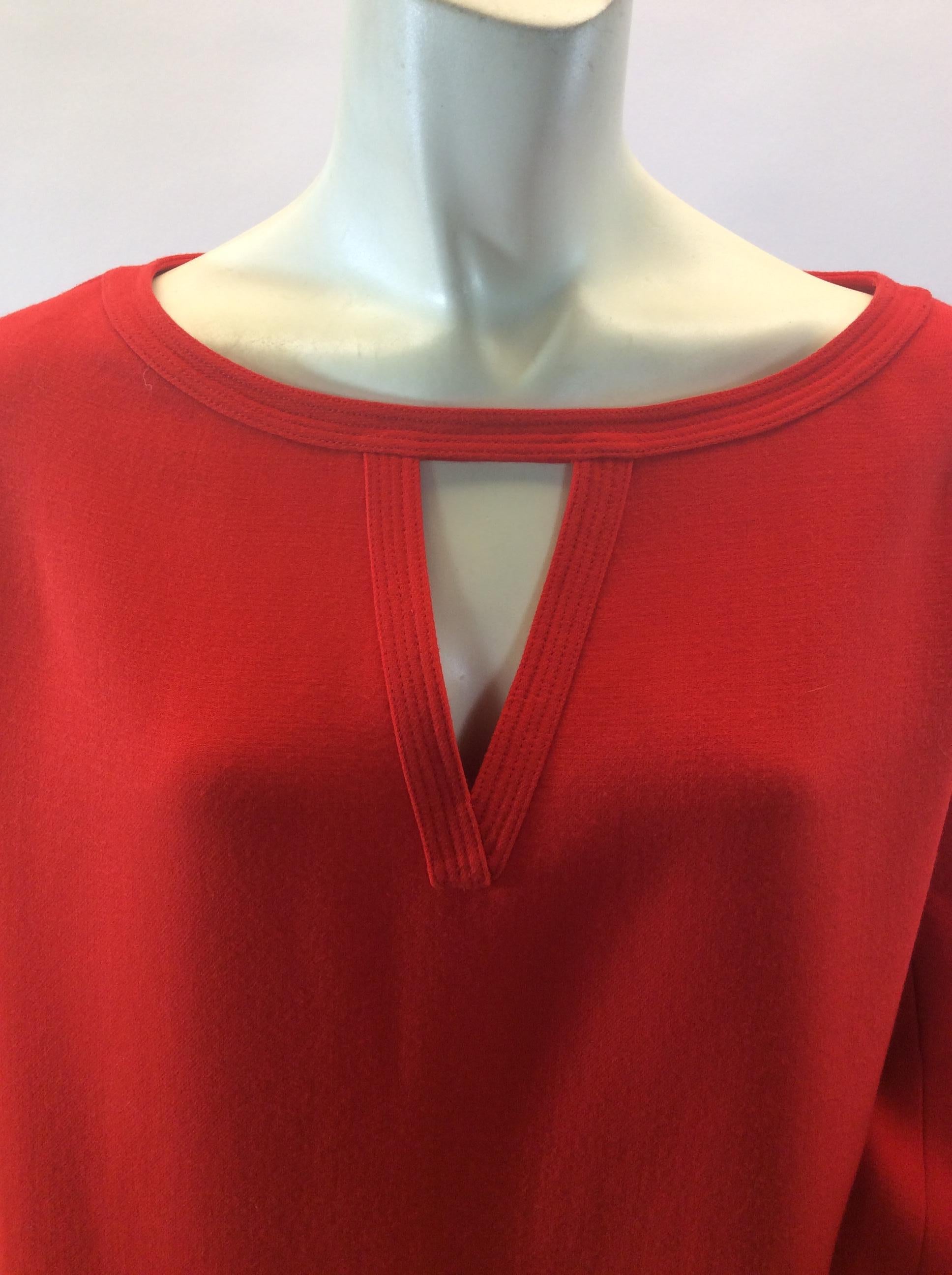 Charles Nolan Red Wool Dress In Good Condition For Sale In Narberth, PA