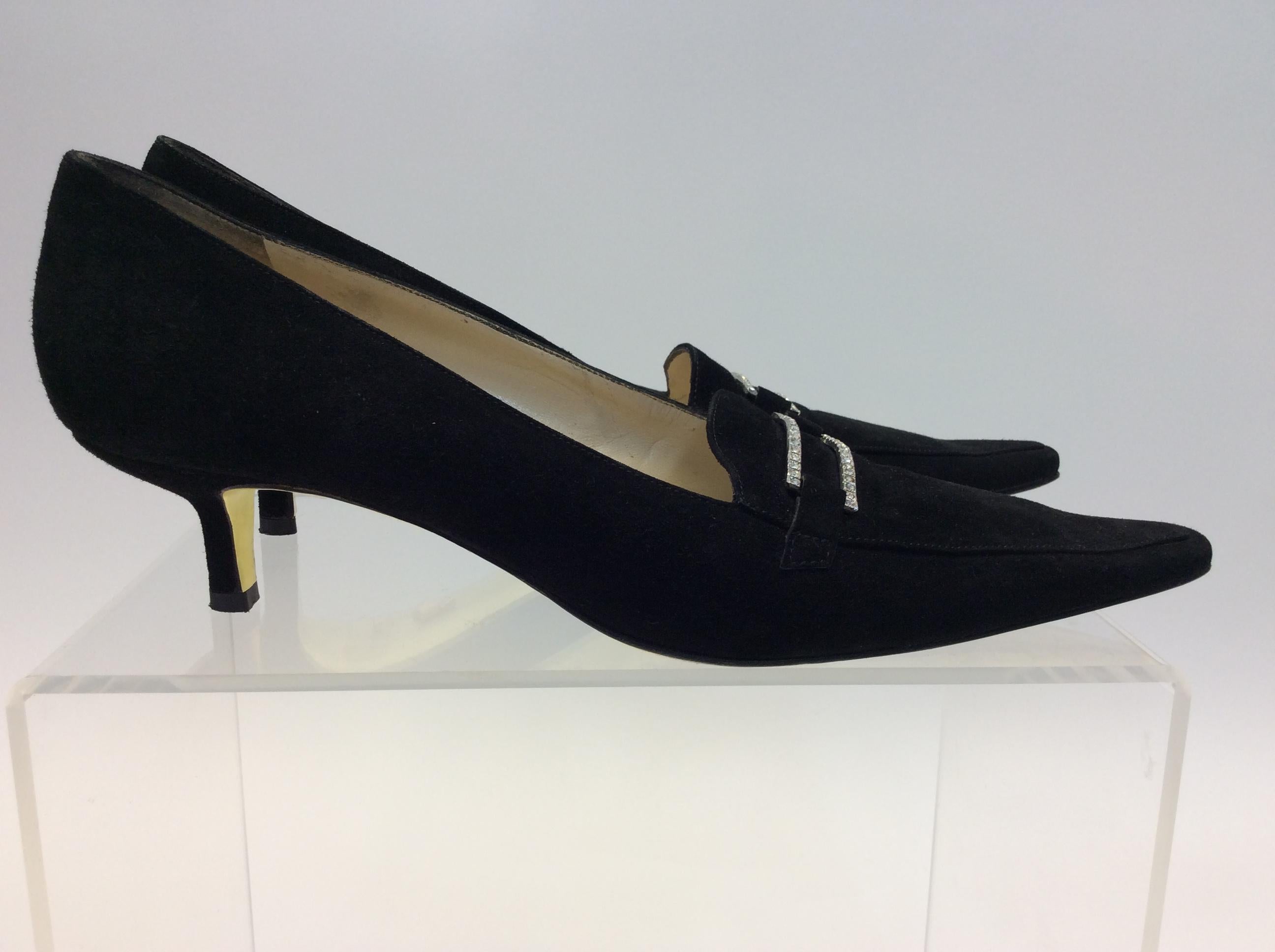 Women's Judith Leiber Black Suede Pump For Sale