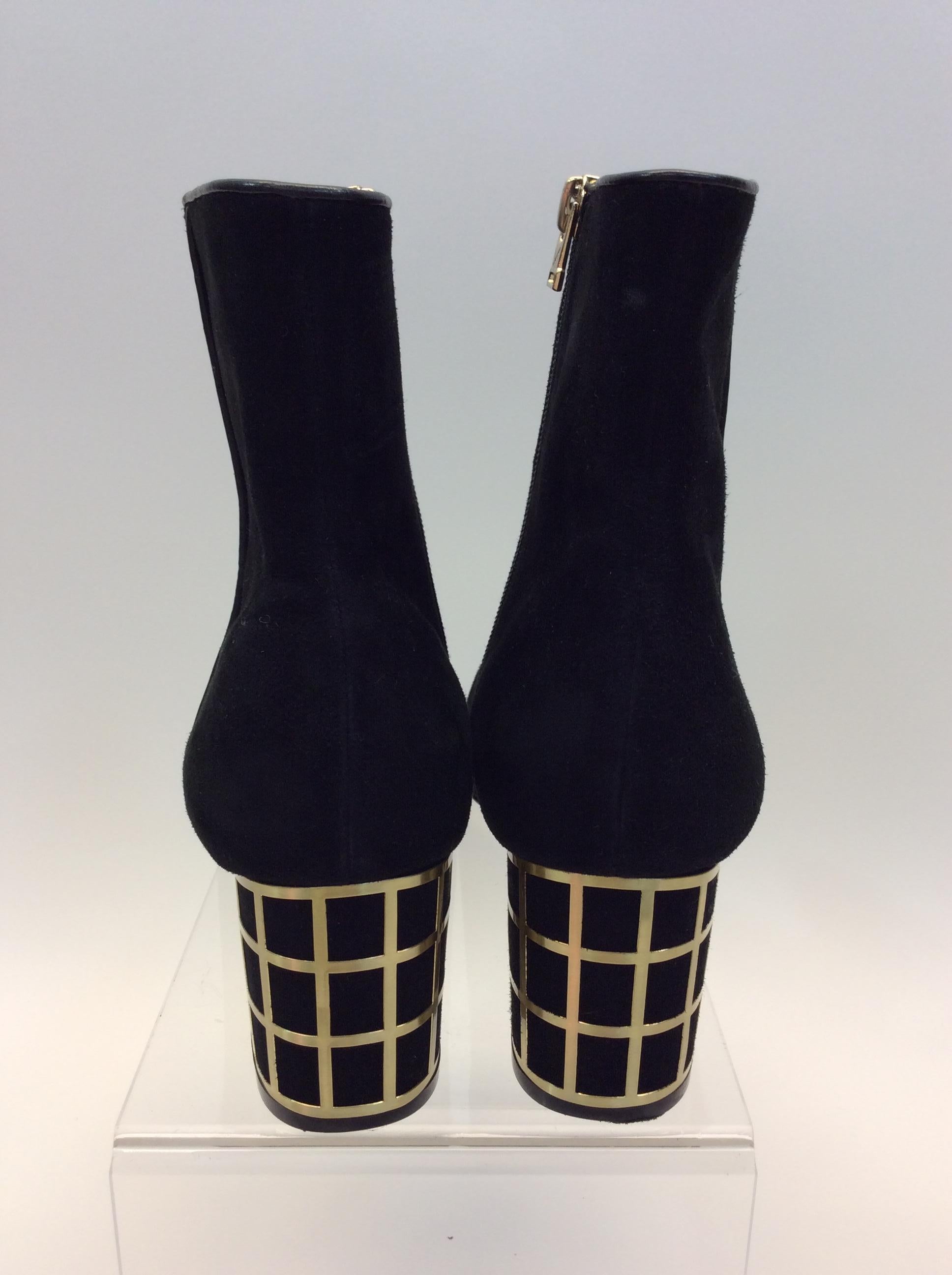 Brian Atwood Black Suede Ankle Boot In Good Condition For Sale In Narberth, PA