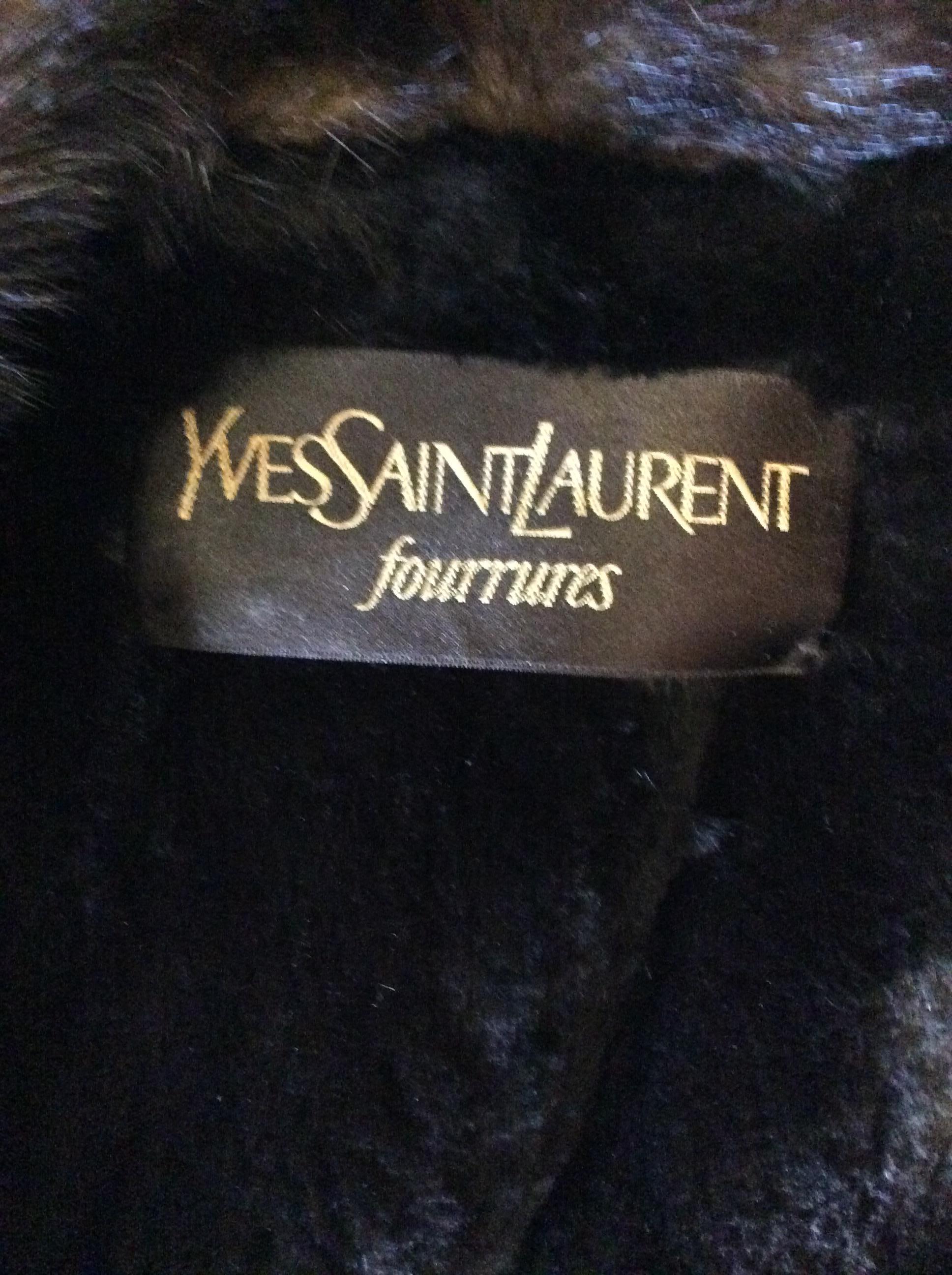 Yves Saint Laurent Black and Brown Sheared Beaver and Mink Coat For Sale 3