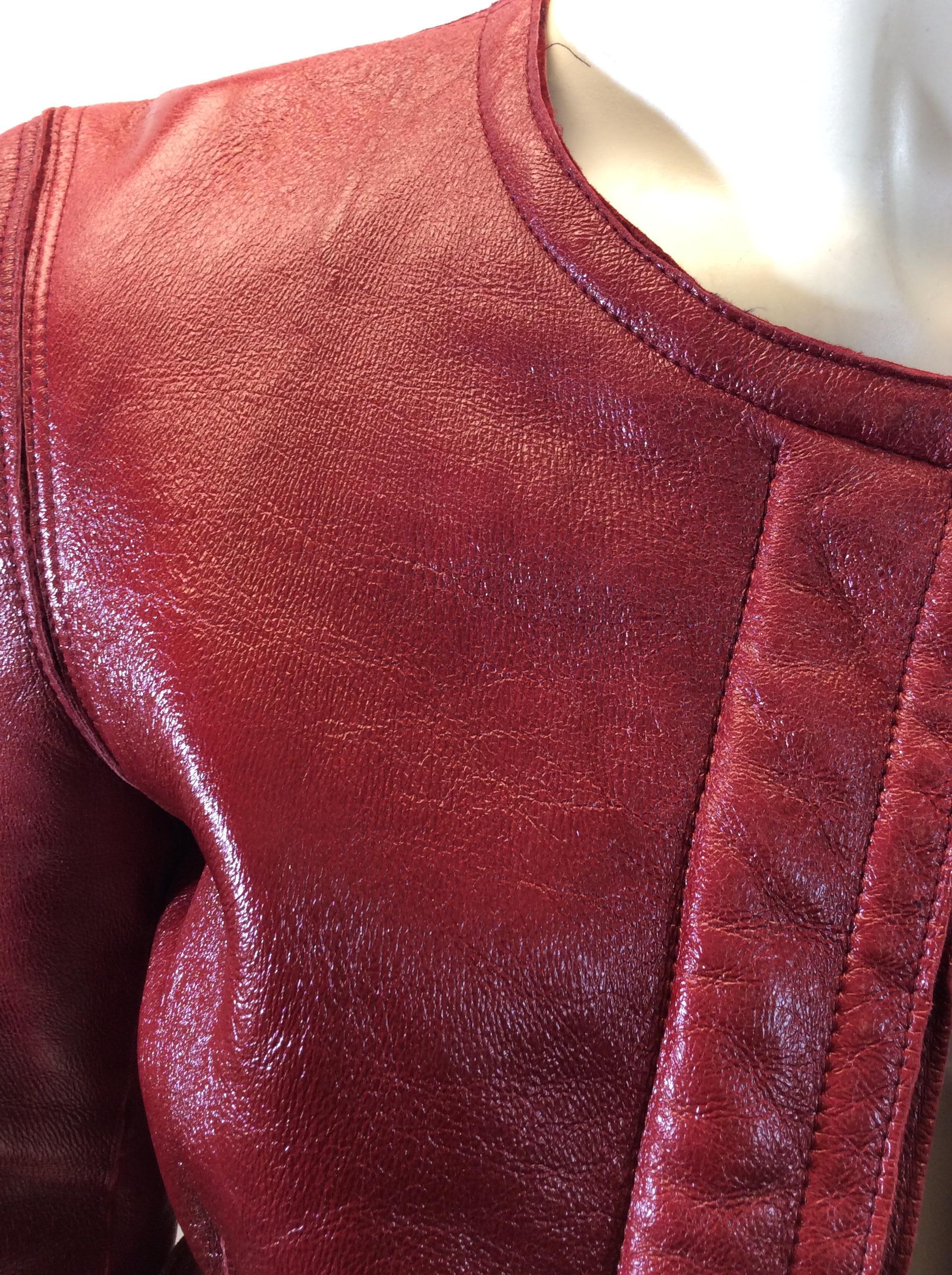 Yves Saint Laurent Red Leather and Shearling Jacket For Sale 1