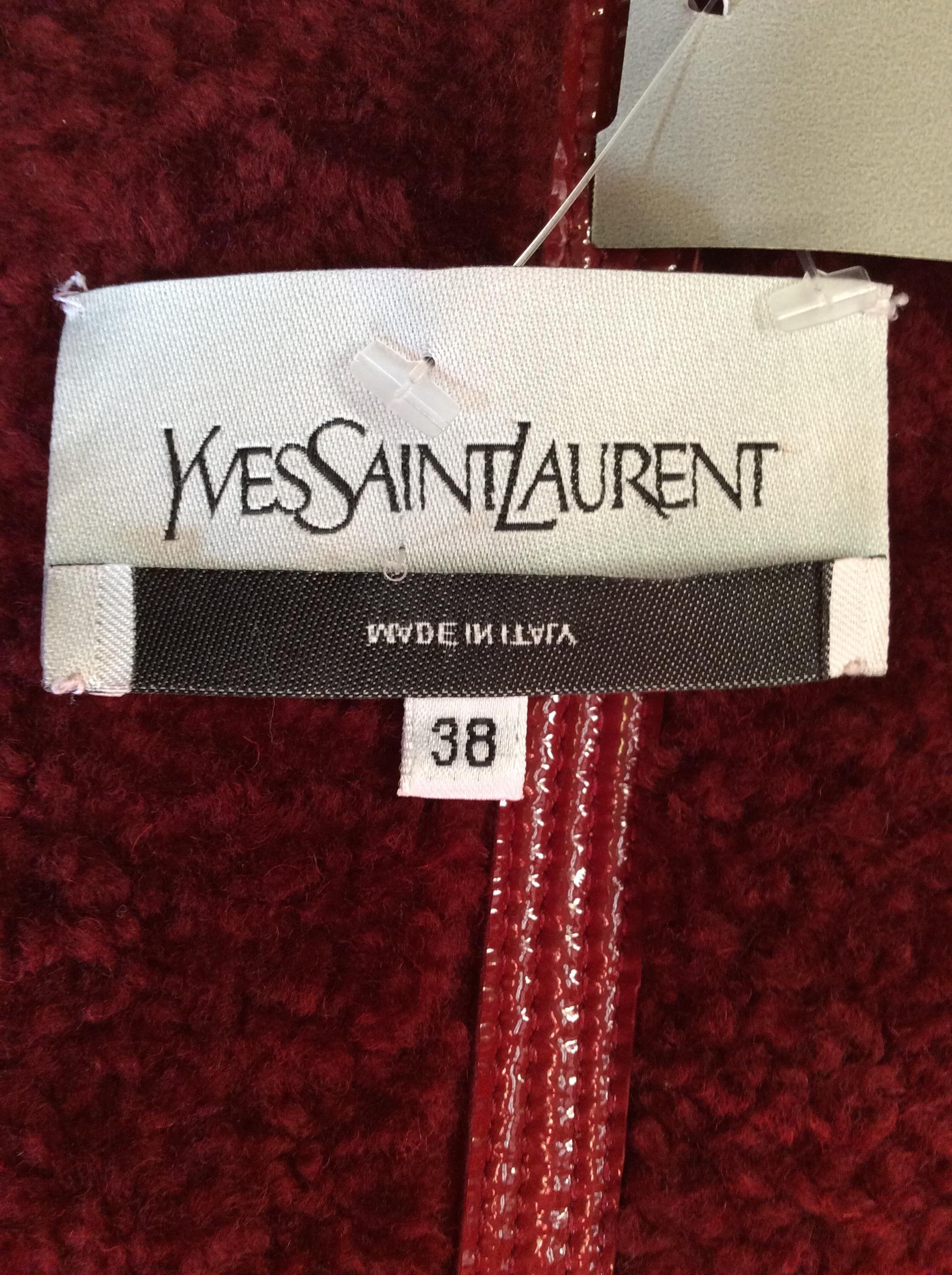 Yves Saint Laurent Red Leather and Shearling Jacket For Sale 2