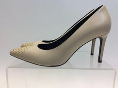 Saint Laurent Tan Leather Gold Studded Heel