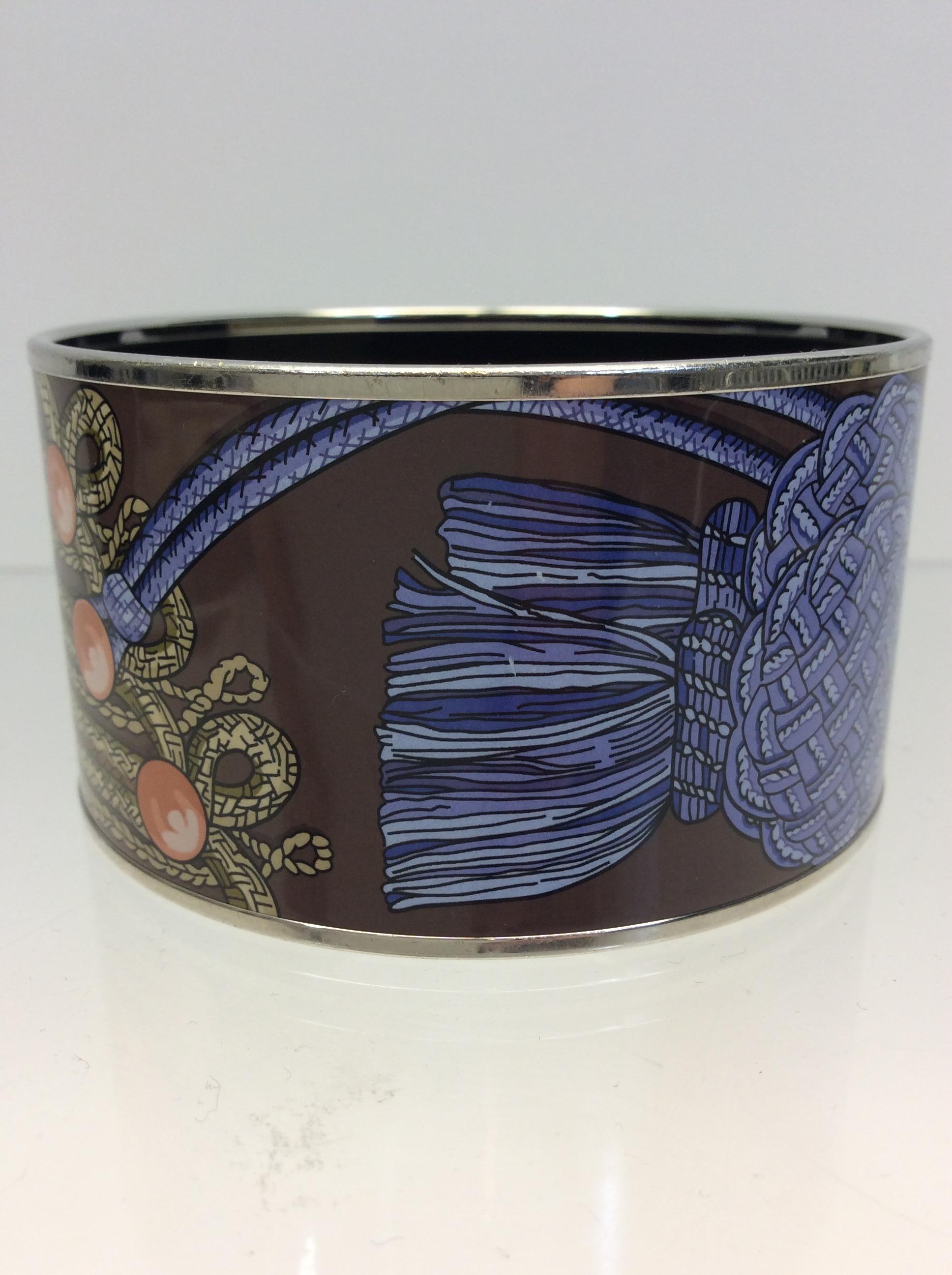 Hermes Brown and Blue Enamel Bracelet In Good Condition For Sale In Narberth, PA