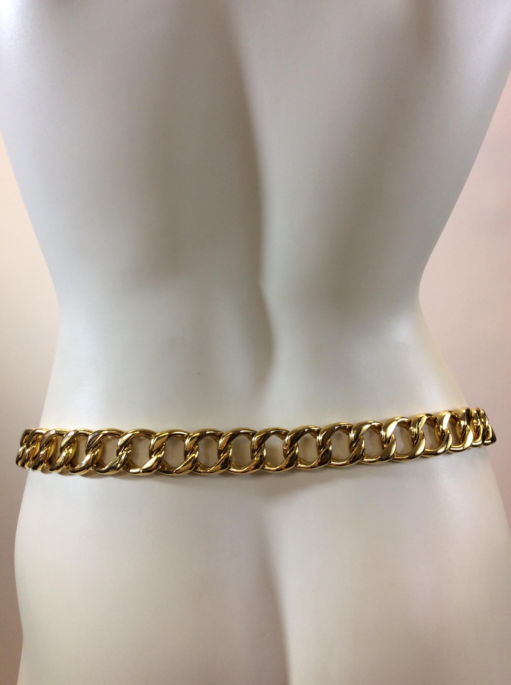 Chanel Gold Tone Chain Belt (Braun) im Angebot