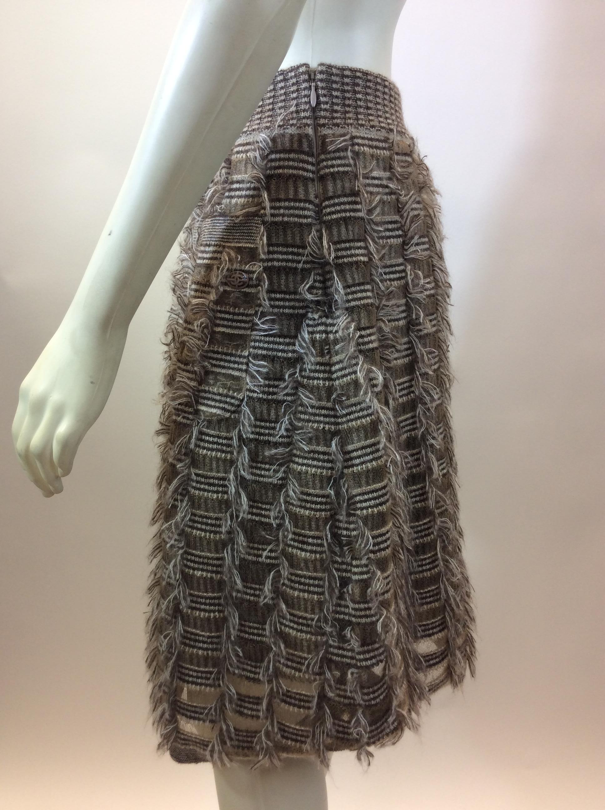 Chanel Tan Fringe Skirt NWT In New Condition For Sale In Narberth, PA