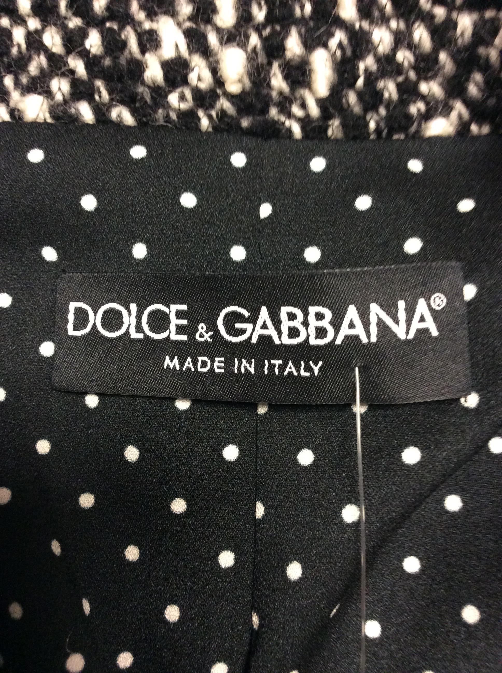 Dolce & Gabbana Black and White Wool Blazer For Sale 3