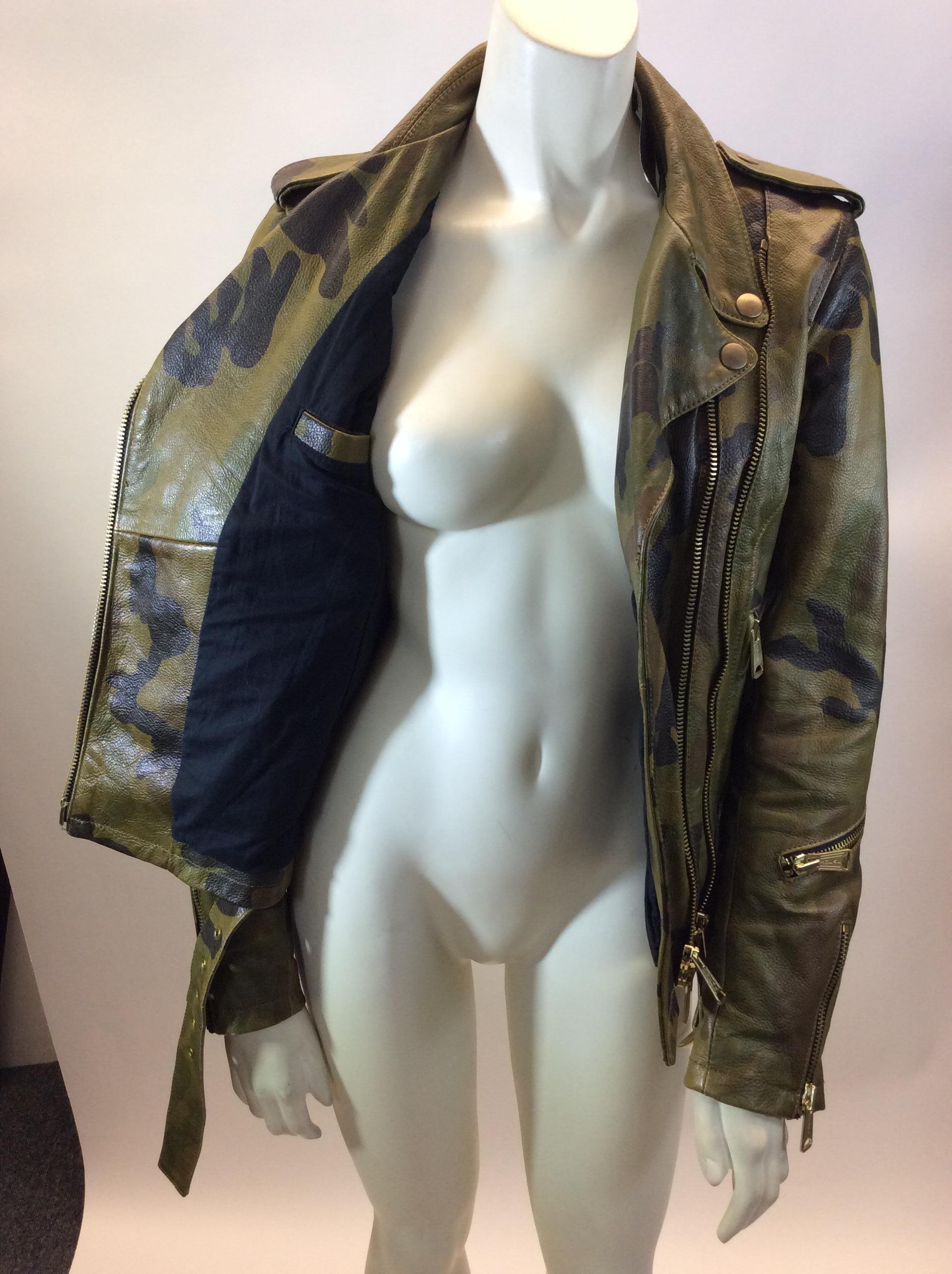 Black R13 Camouflage Leather Jacket For Sale