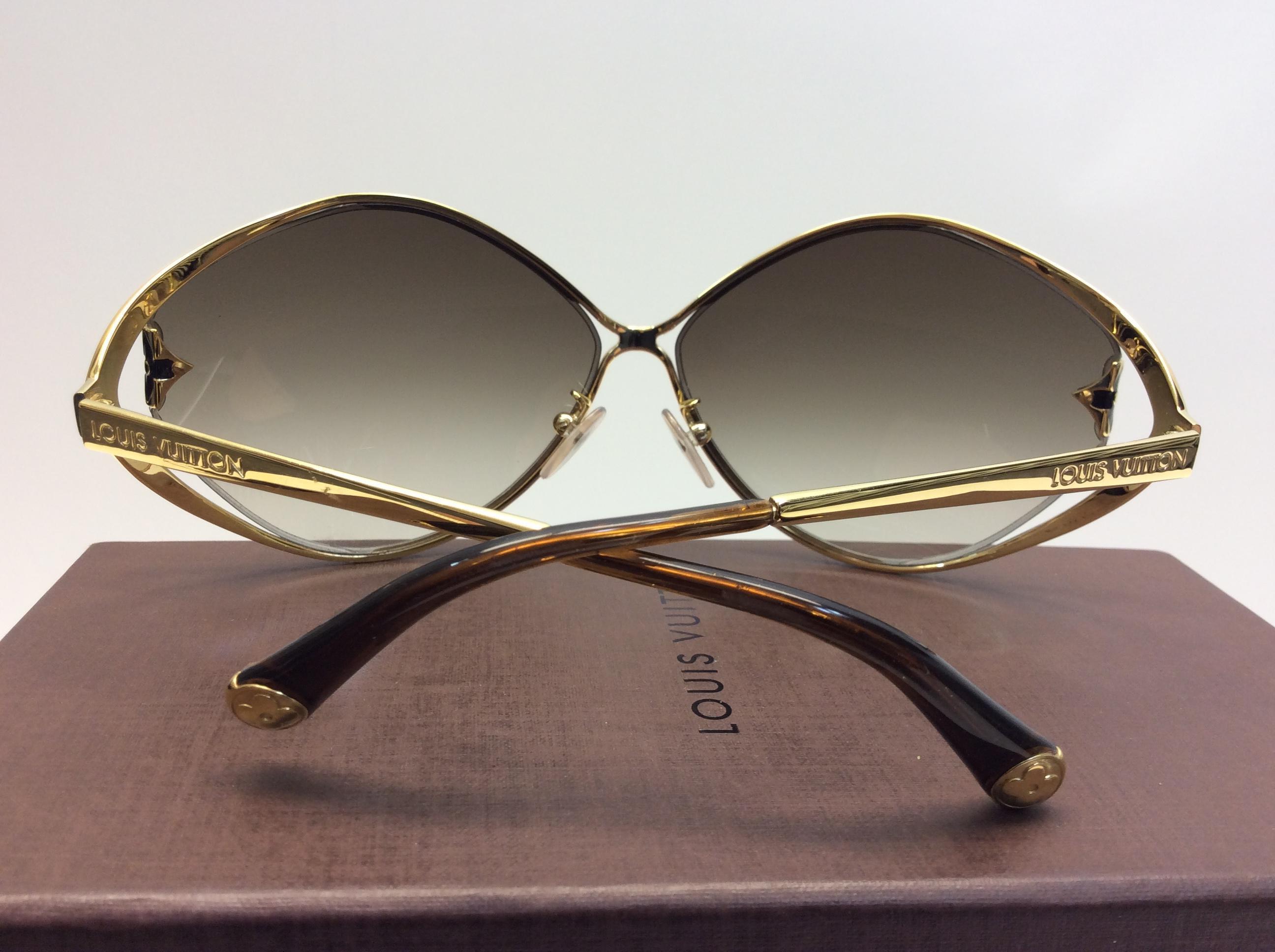 Black Louis Vuitton Gold Tone Sunglasses For Sale
