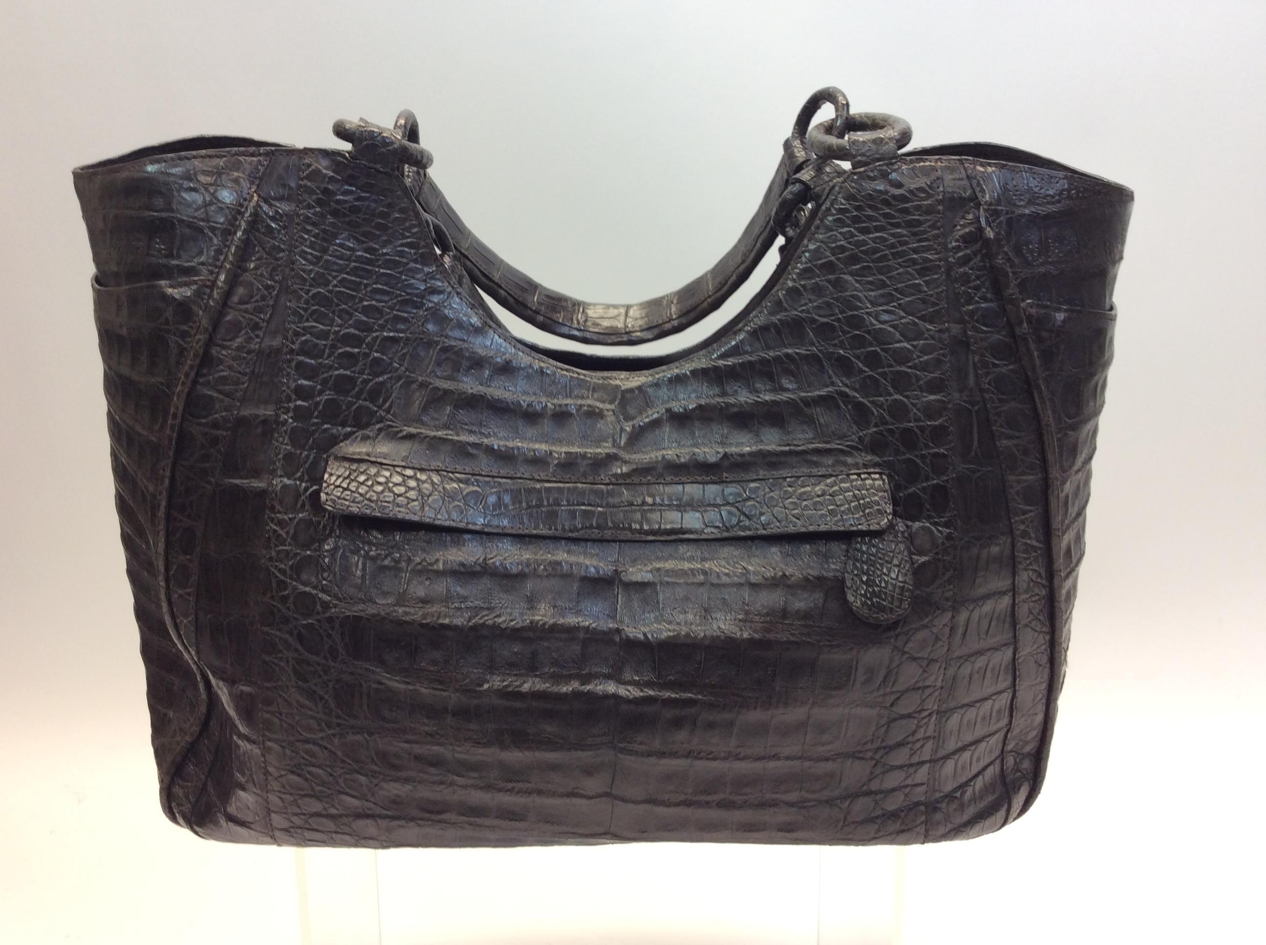 Nancy Gonzales Brown Crocodile Handbag In Good Condition For Sale In Narberth, PA