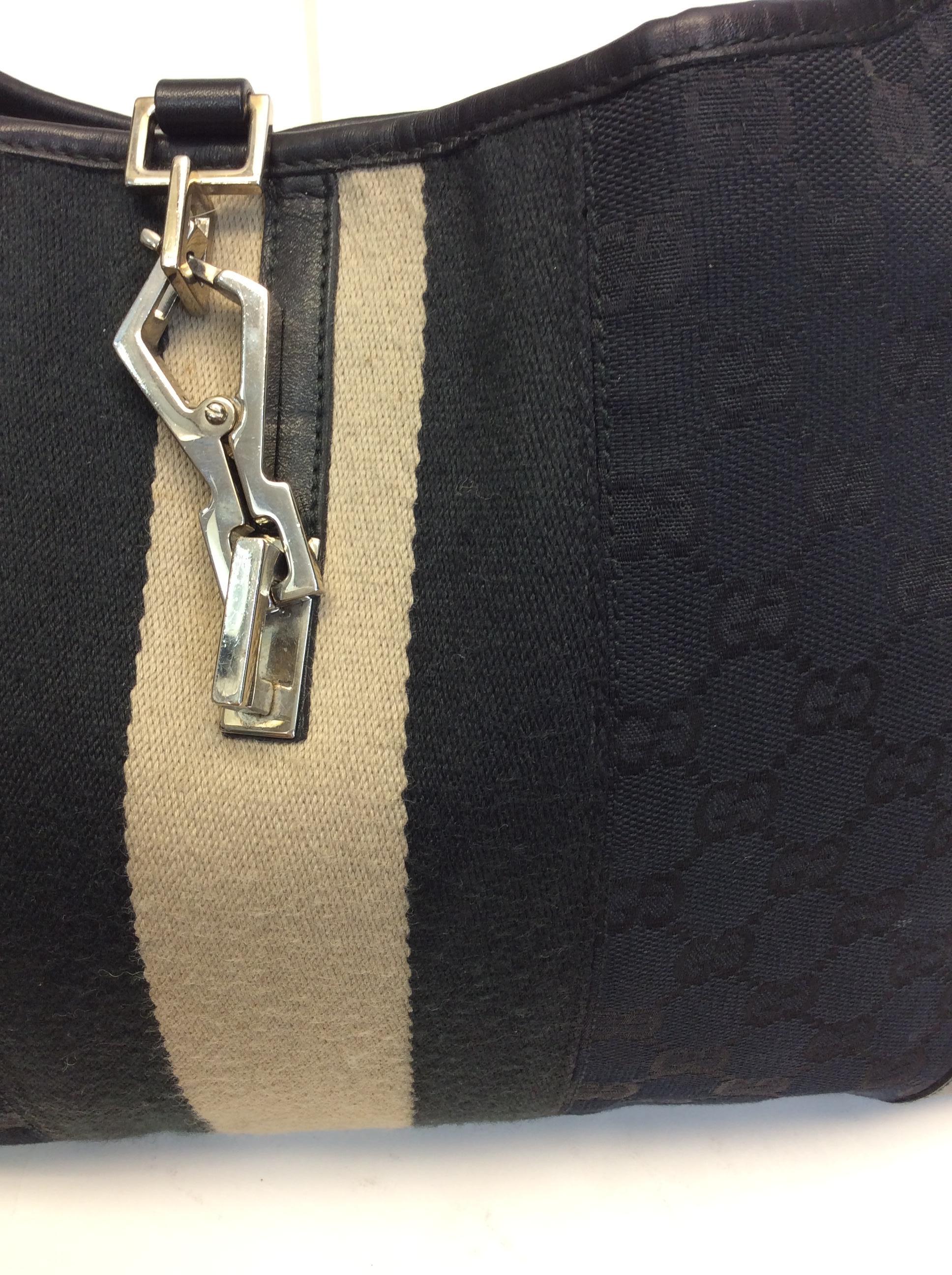 Gucci Black Fabric Stripe Shoulder Bag For Sale 1