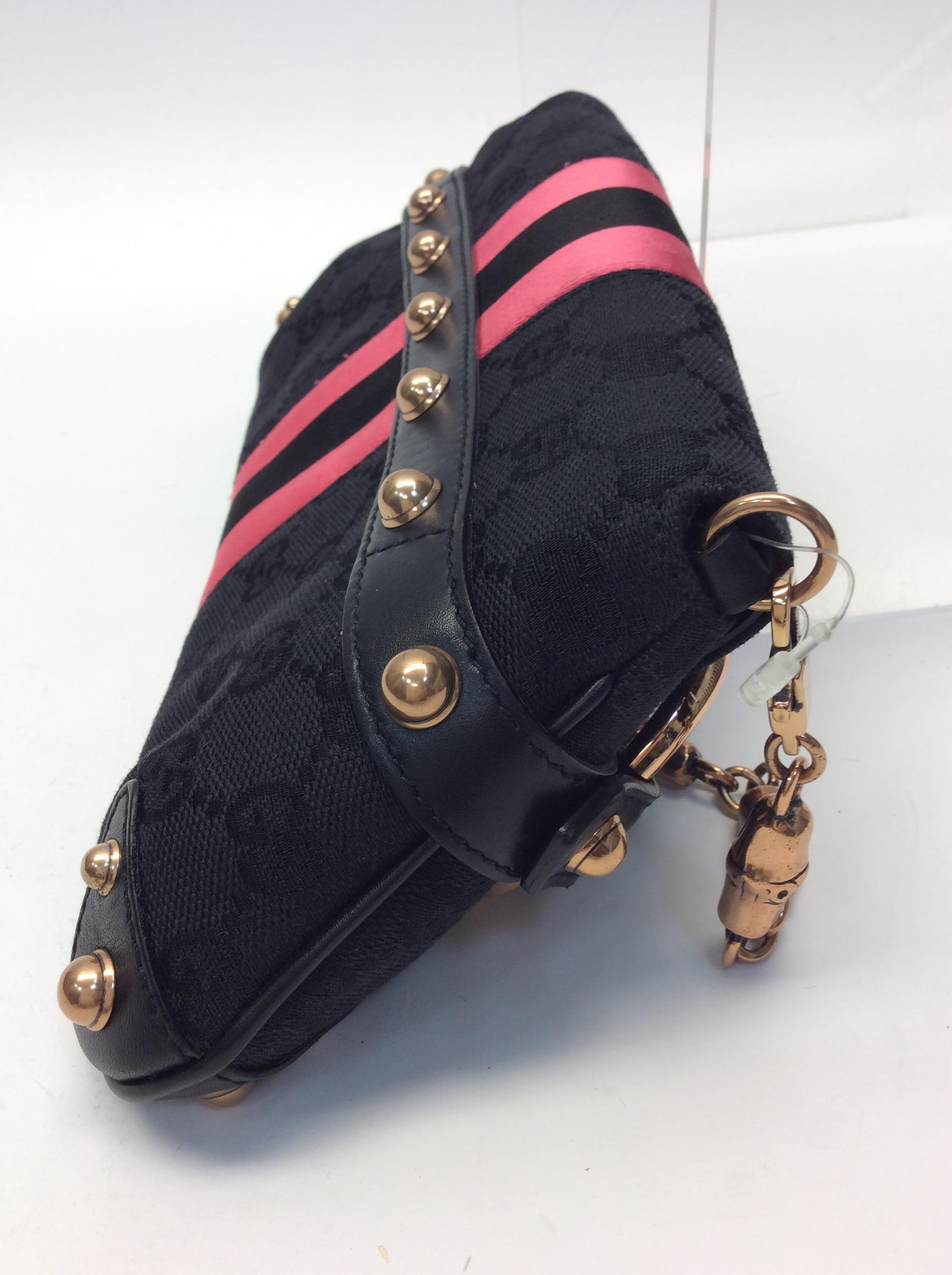 Women's Gucci Black with Pink Stripes Small Shoulder Bag For Sale