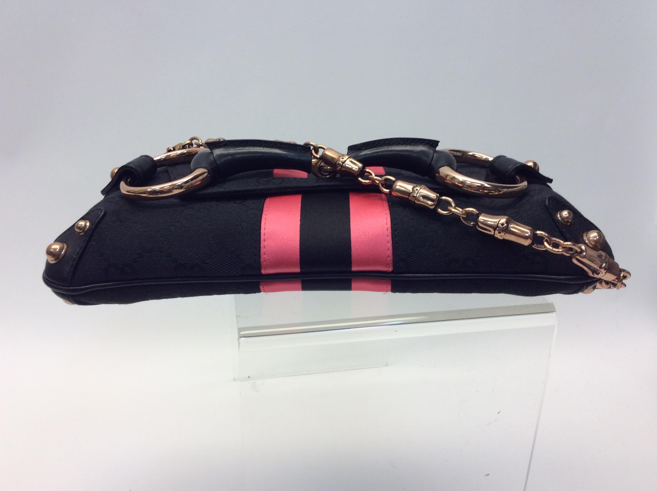 Gucci Black with Pink Stripes Small Shoulder Bag For Sale 1