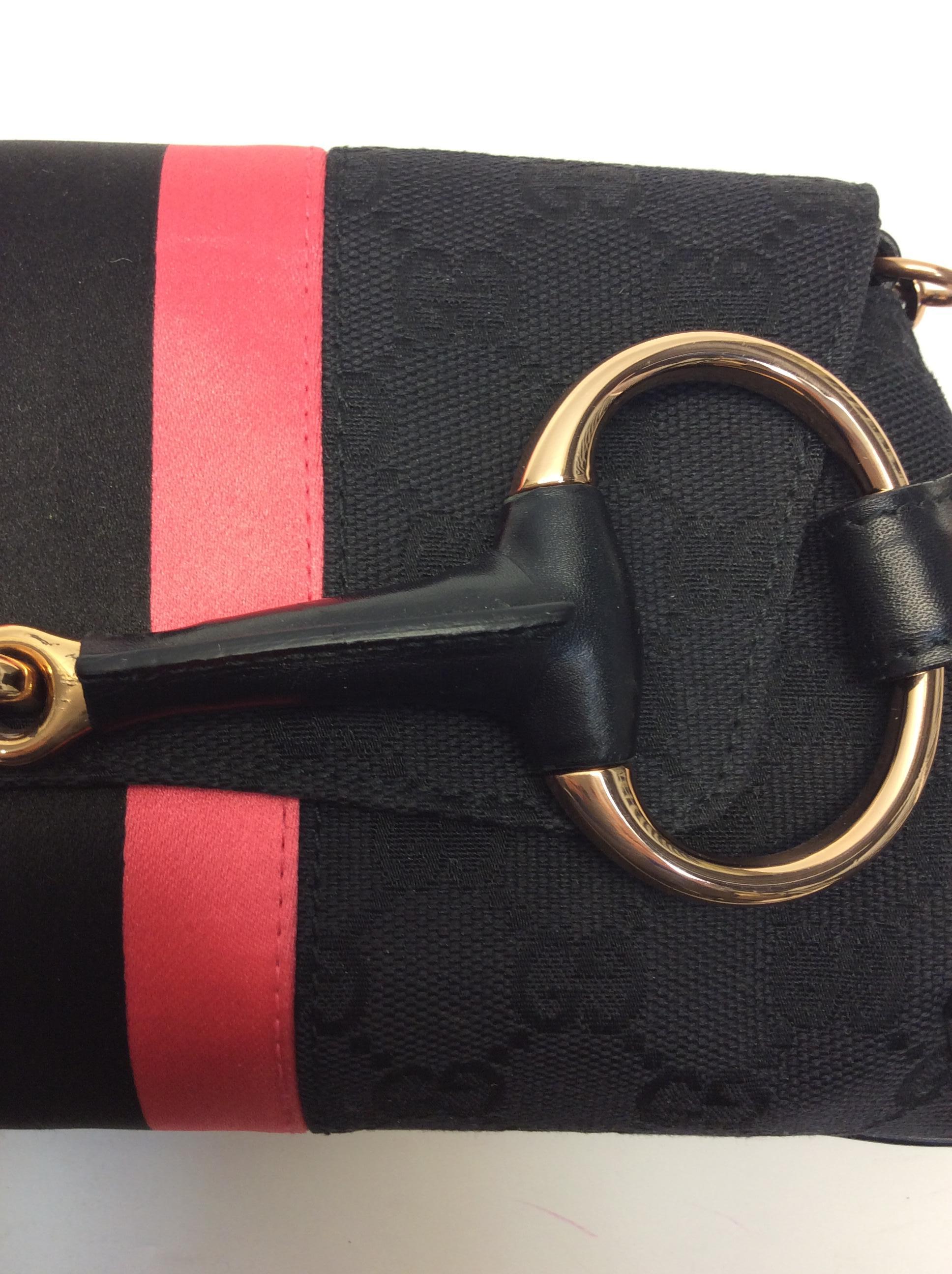 Gucci Black with Pink Stripes Small Shoulder Bag For Sale 2