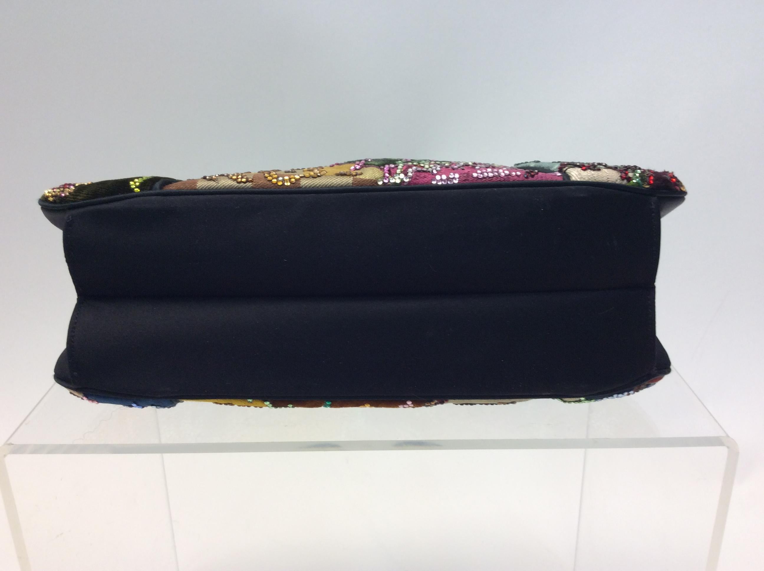 Judith Leiber Black Silk Beaded Clutch For Sale 1