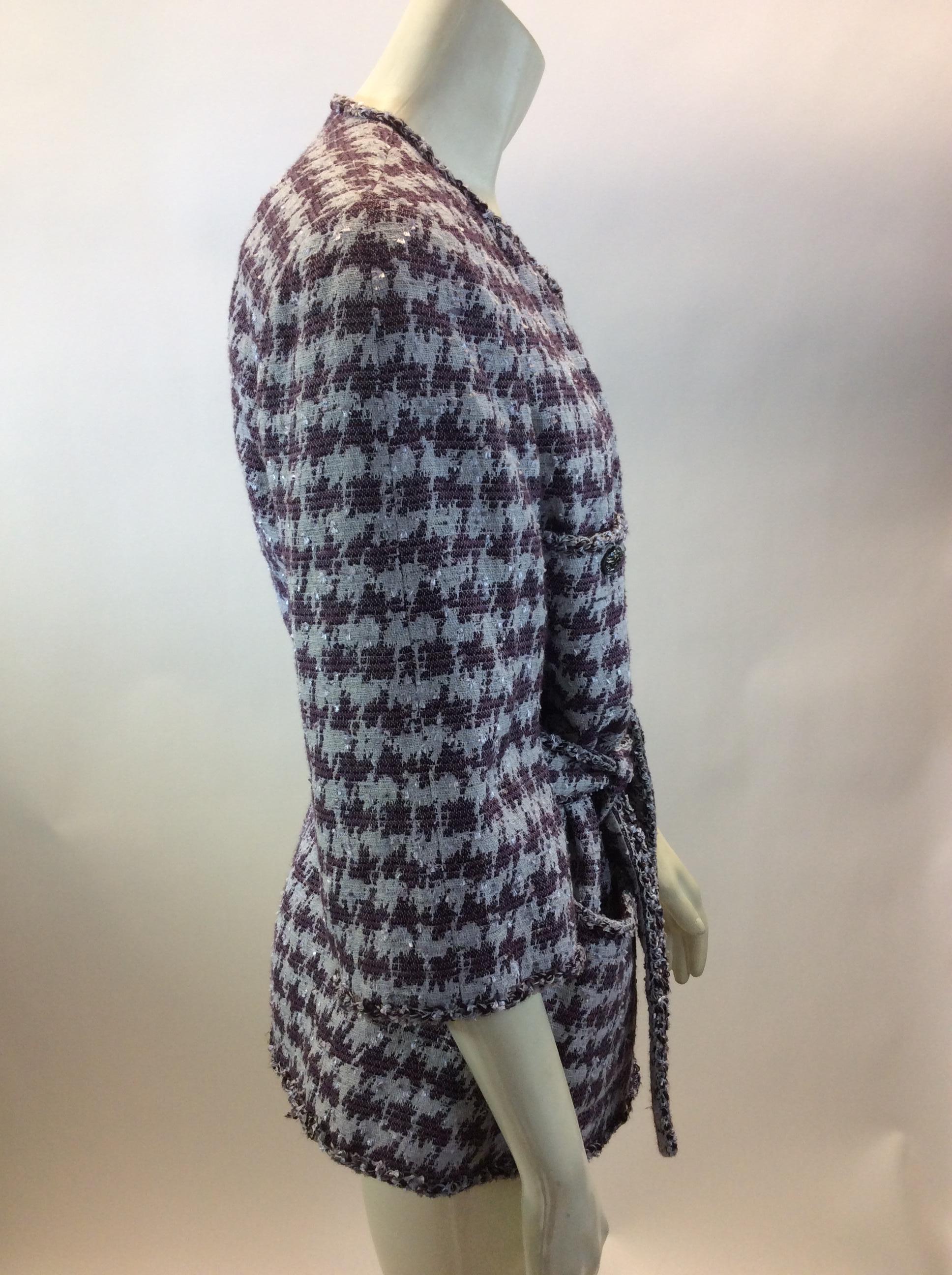 Chanel Lavender and Grey Print Jacket In Good Condition For Sale In Narberth, PA