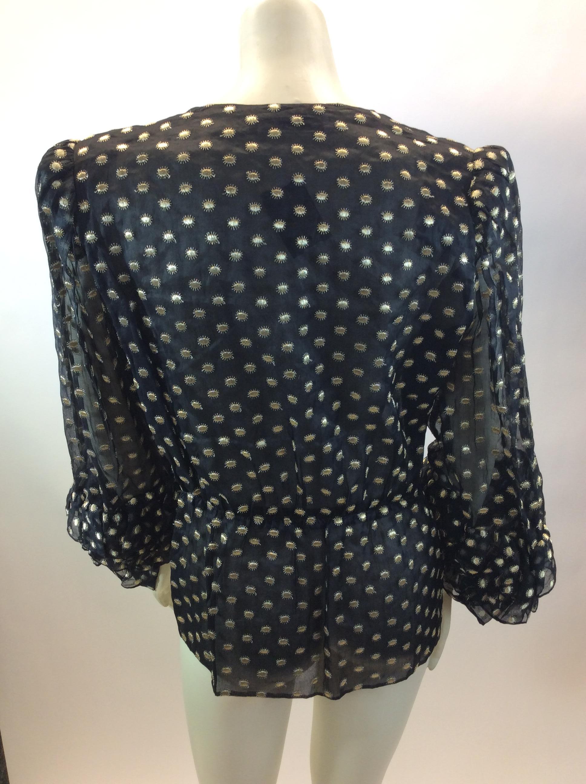 Givenchy Couture Black and Gold Print Blouse In Good Condition For Sale In Narberth, PA