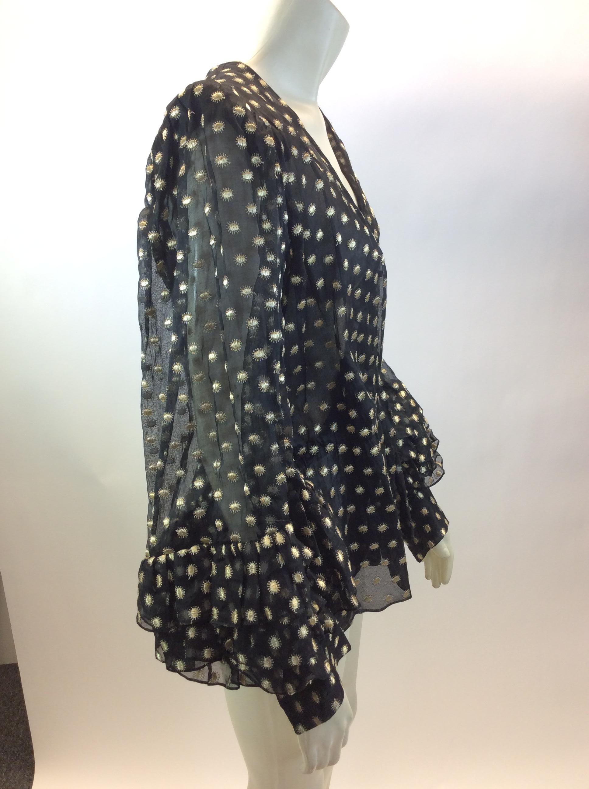Women's Givenchy Couture Black and Gold Print Blouse For Sale