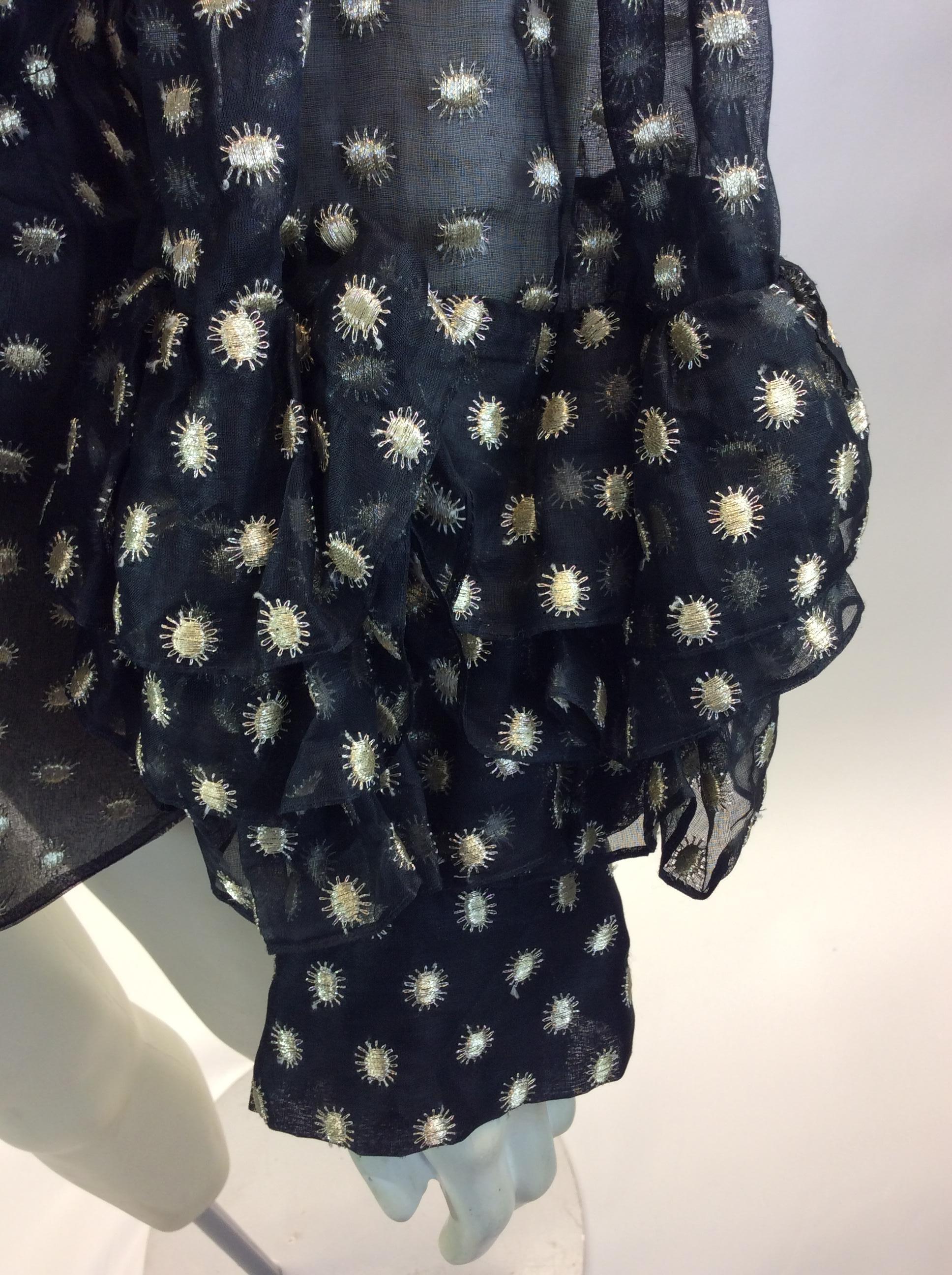Givenchy Couture Black and Gold Print Blouse For Sale 1