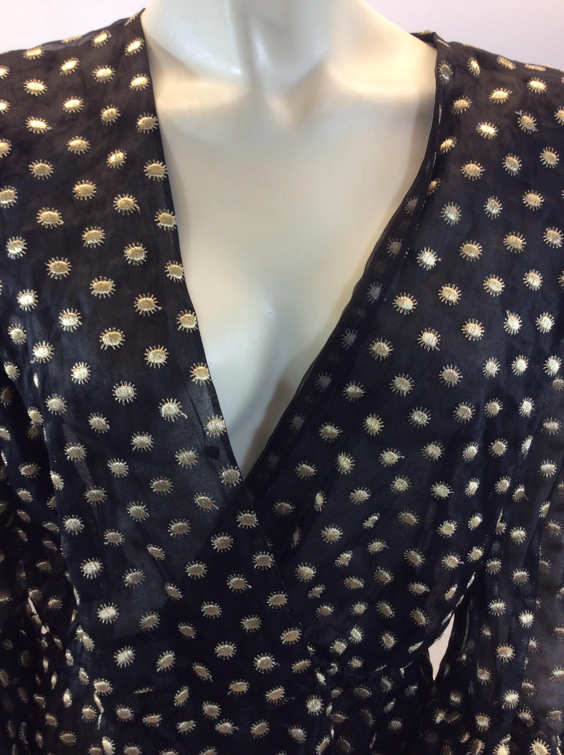 Givenchy Couture Black and Gold Print Blouse For Sale 2