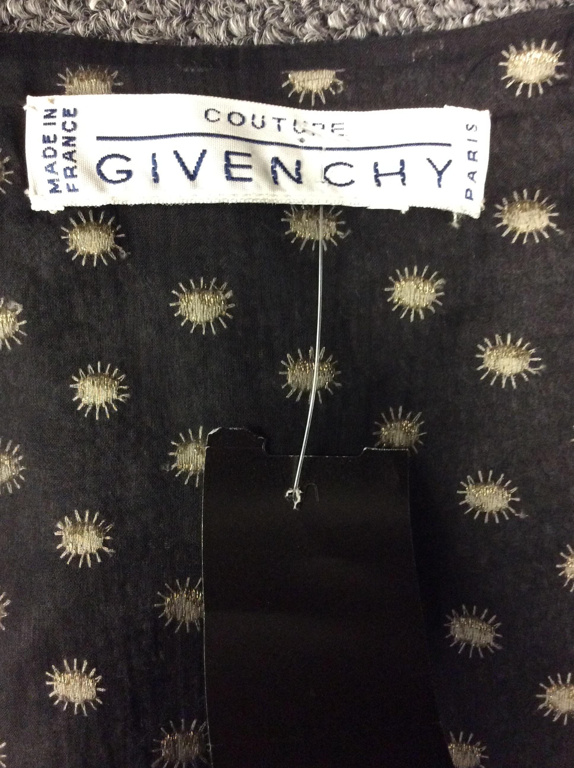 Givenchy Couture Black and Gold Print Blouse For Sale 4