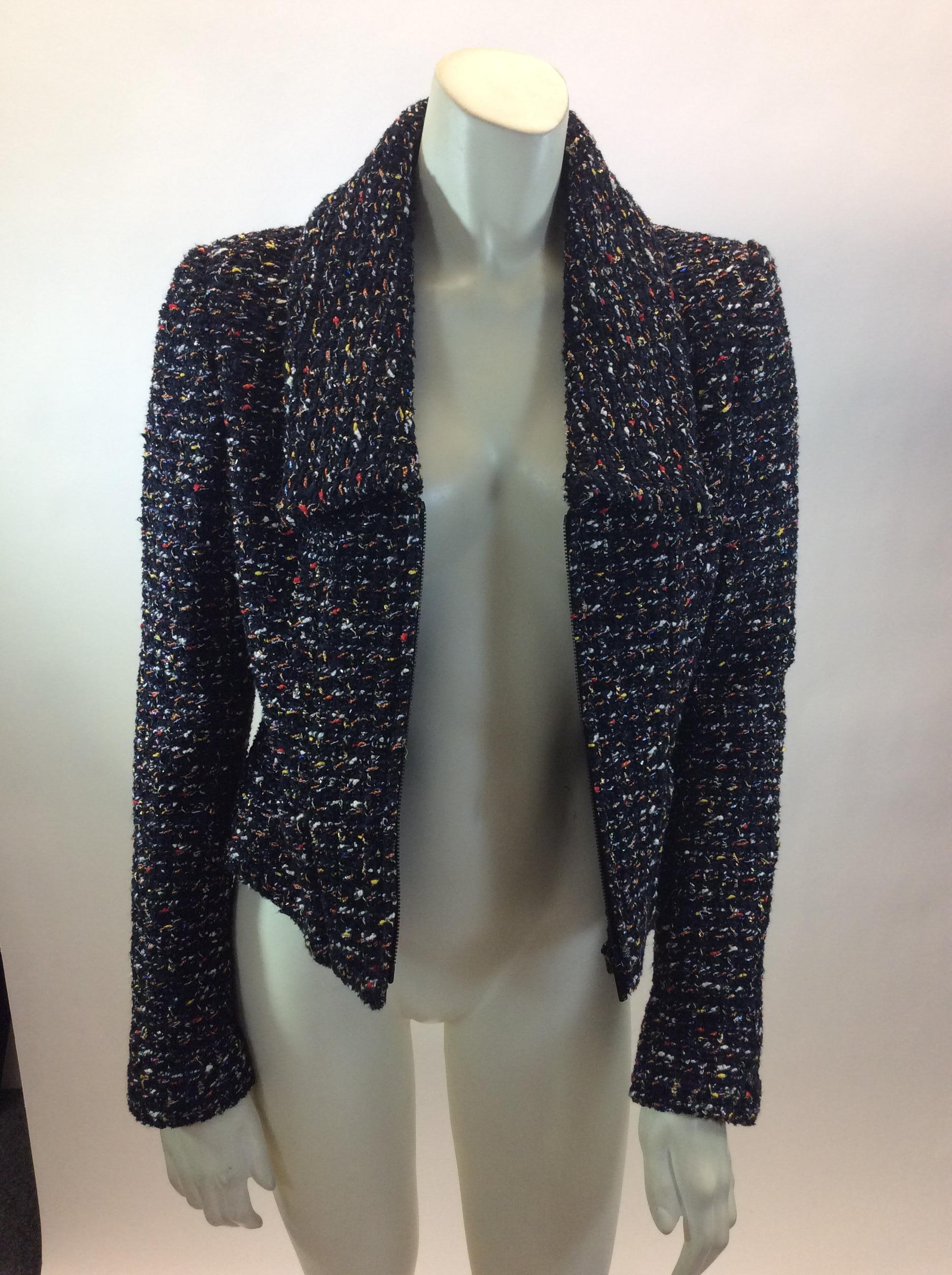 Chanel Navy Blue Metallic Jacket NWT For Sale 1