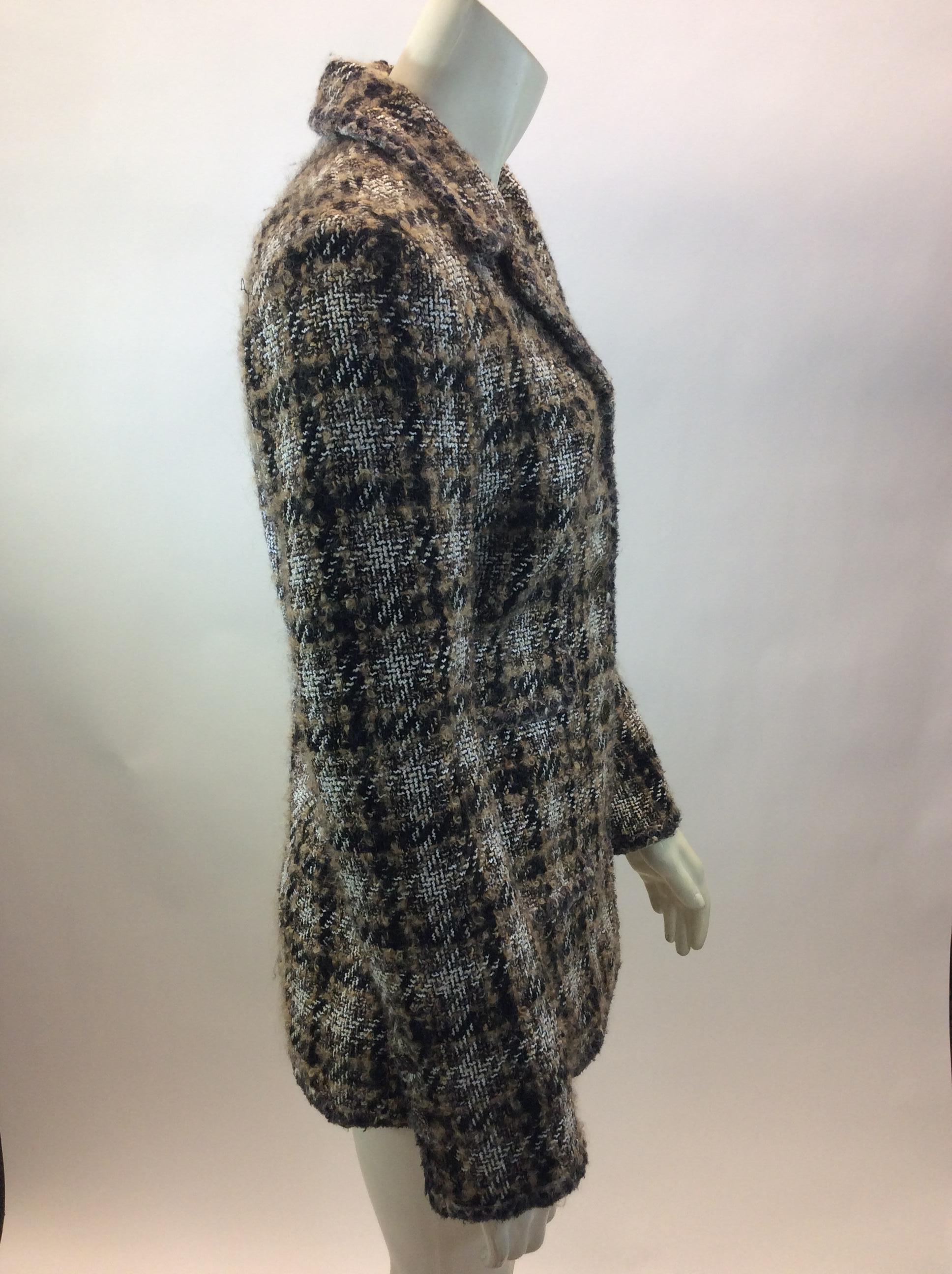Chanel Black and Tan Plaid Wool Jacket In Good Condition For Sale In Narberth, PA