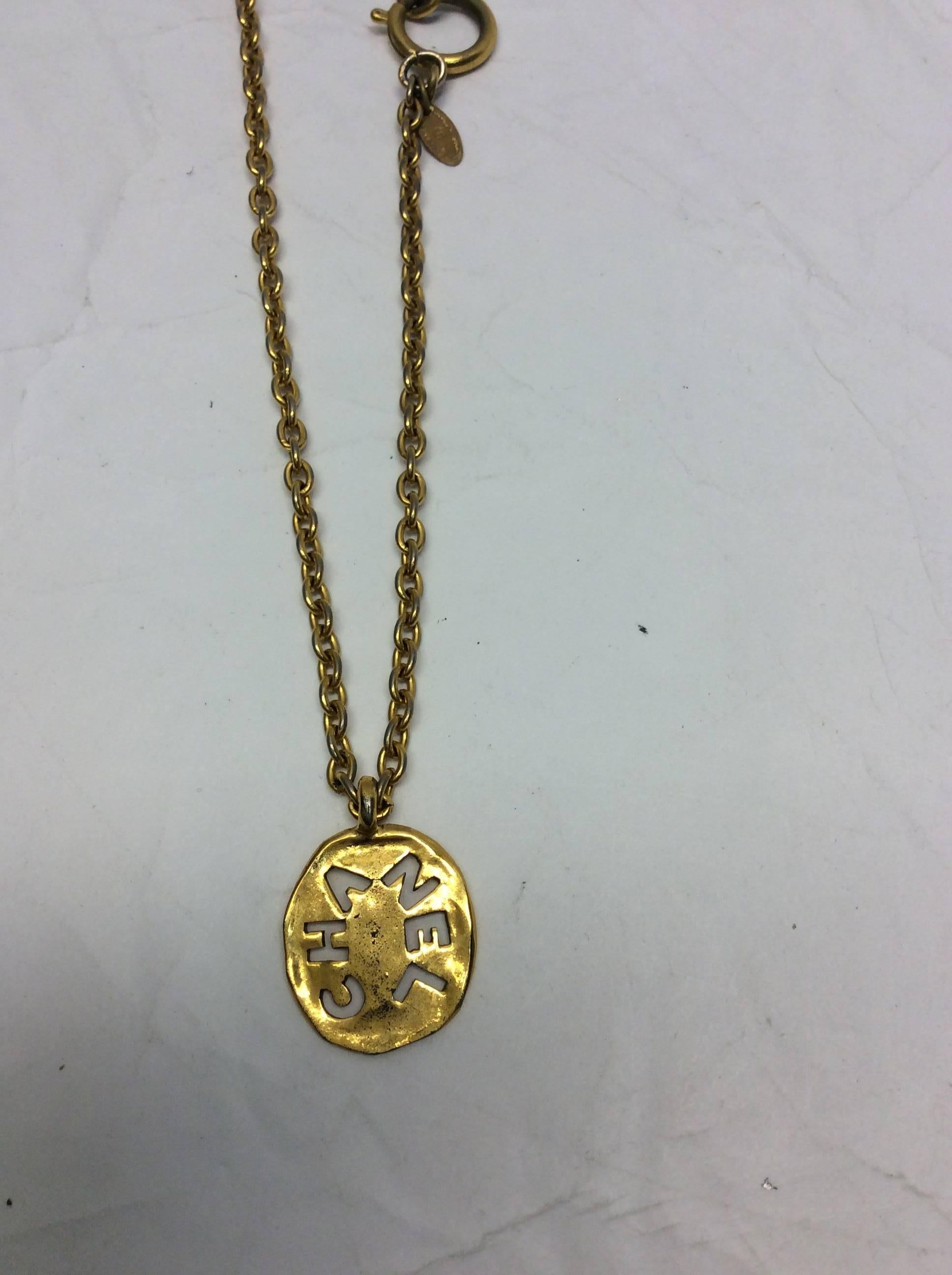 Chanel Gold Coin Pendant Necklace In Excellent Condition For Sale In Narberth, PA