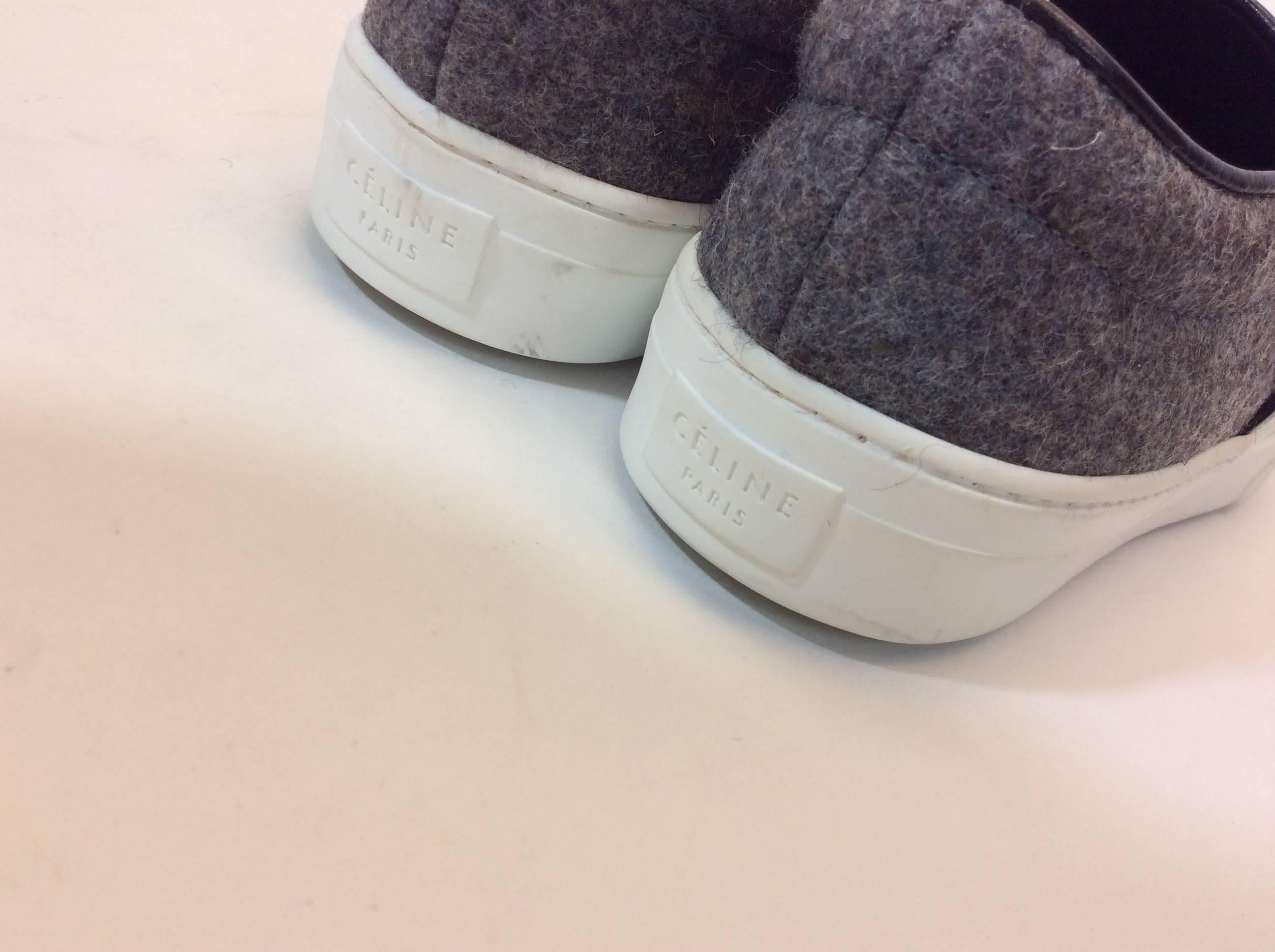 Celine Skate Slip on Grey Felt Sneakers For Sale 4