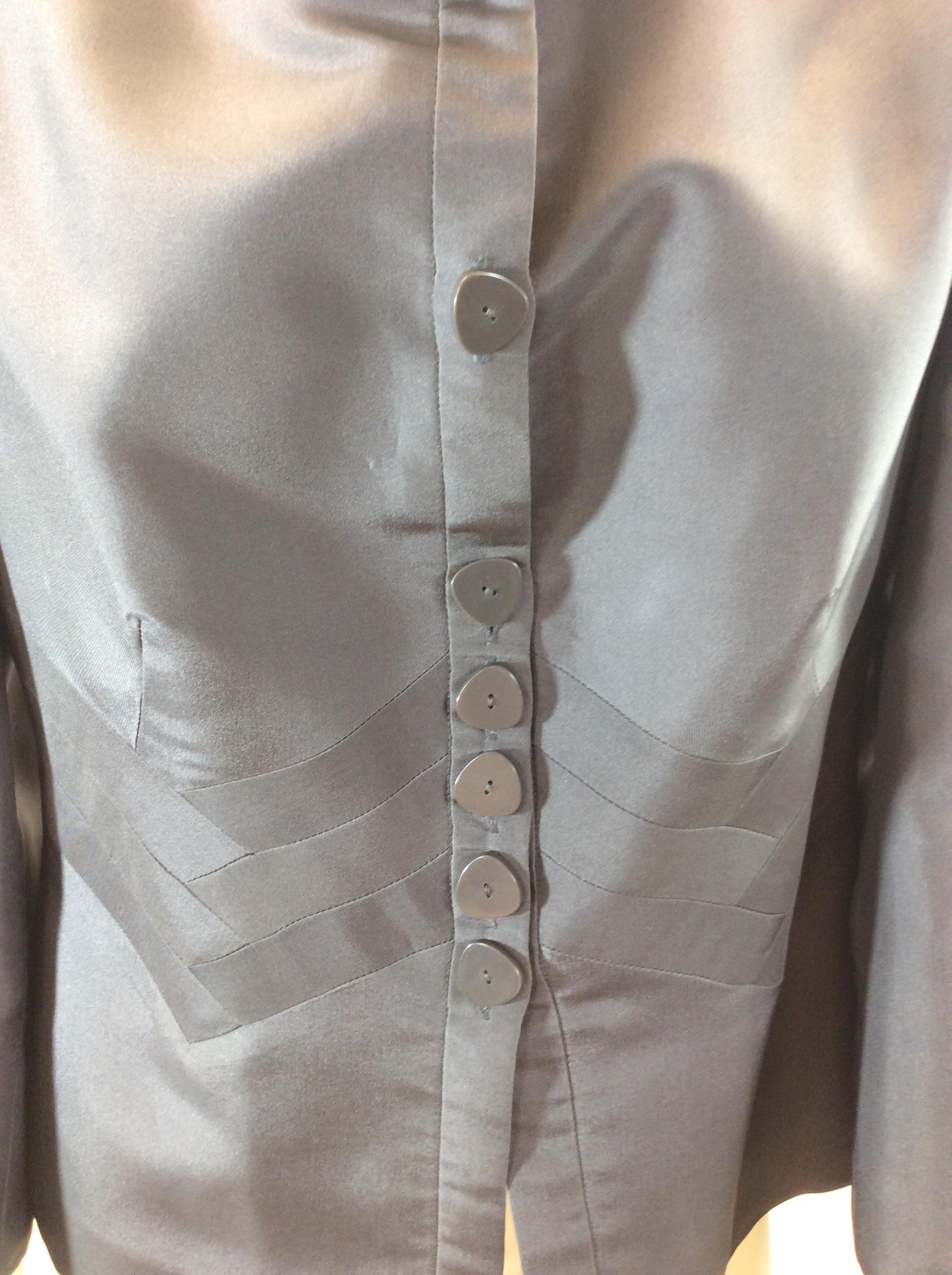 Armani Collezioni Grey Silk Jacket For Sale 1