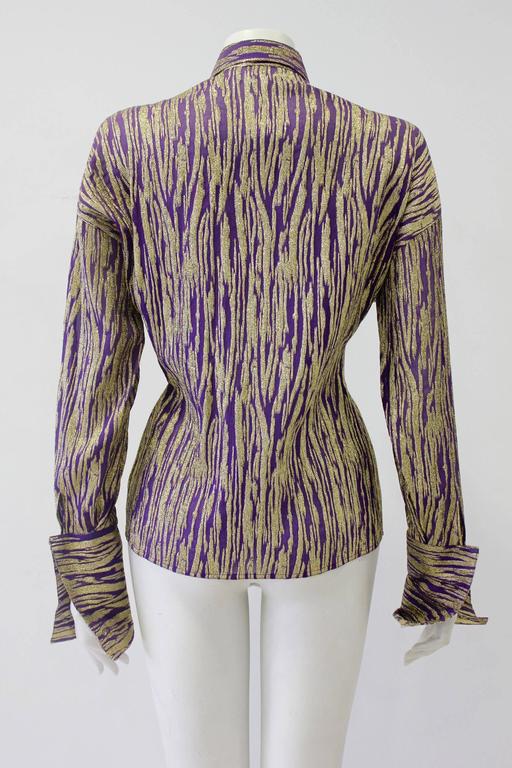 Very Particular Gold-Purple Lurex Gianni Versace Couture Shirt For Sale ...