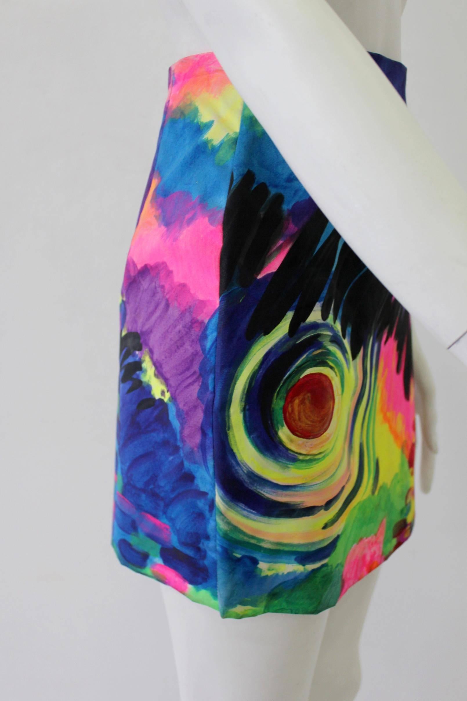Women's Unique Hand Painted Prototype Canvas Skirt From Gianni Versace For Sale